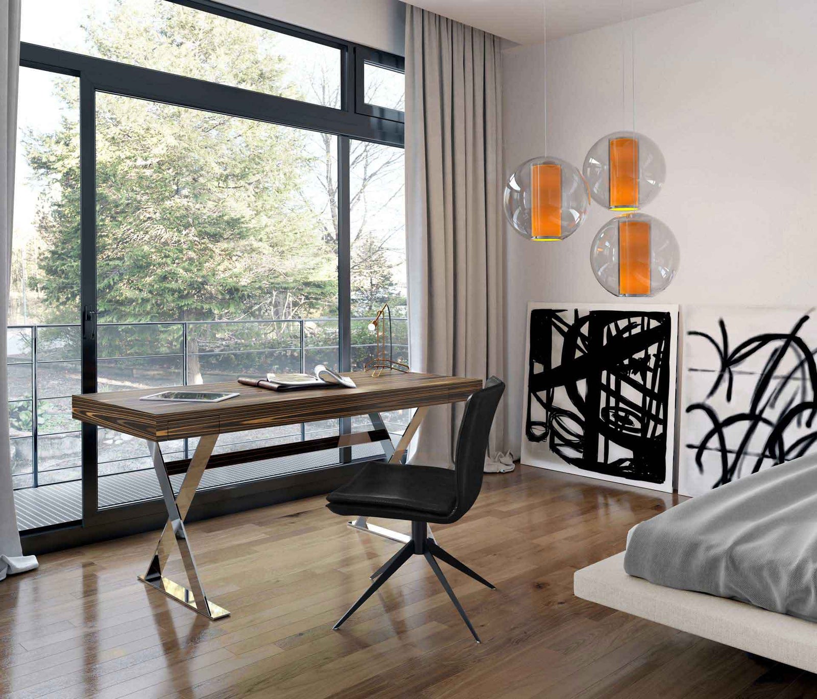 Barrow Desk Cathedral Ebony/Bright Stainless