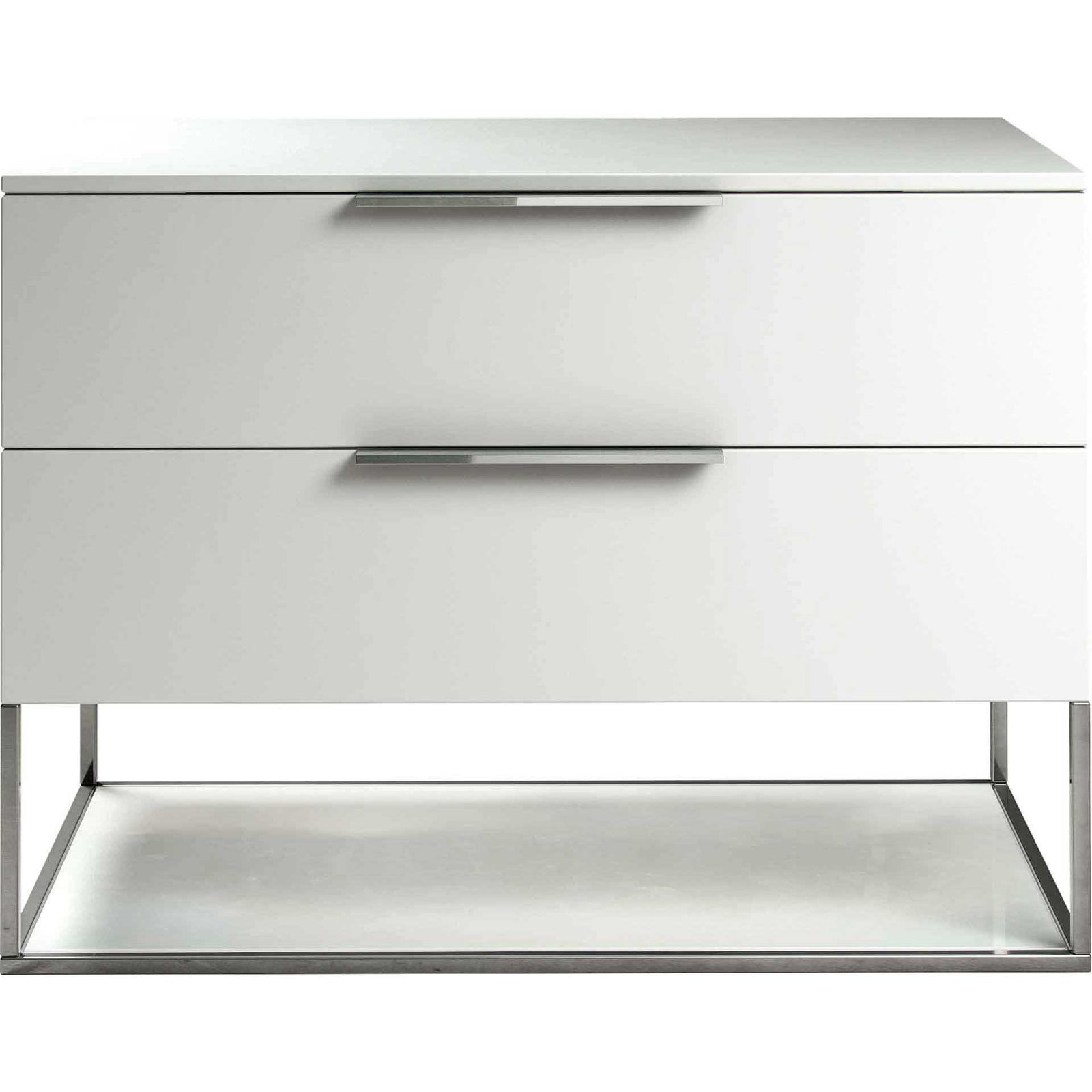 Bowery Nightstand White Matte/White Glass