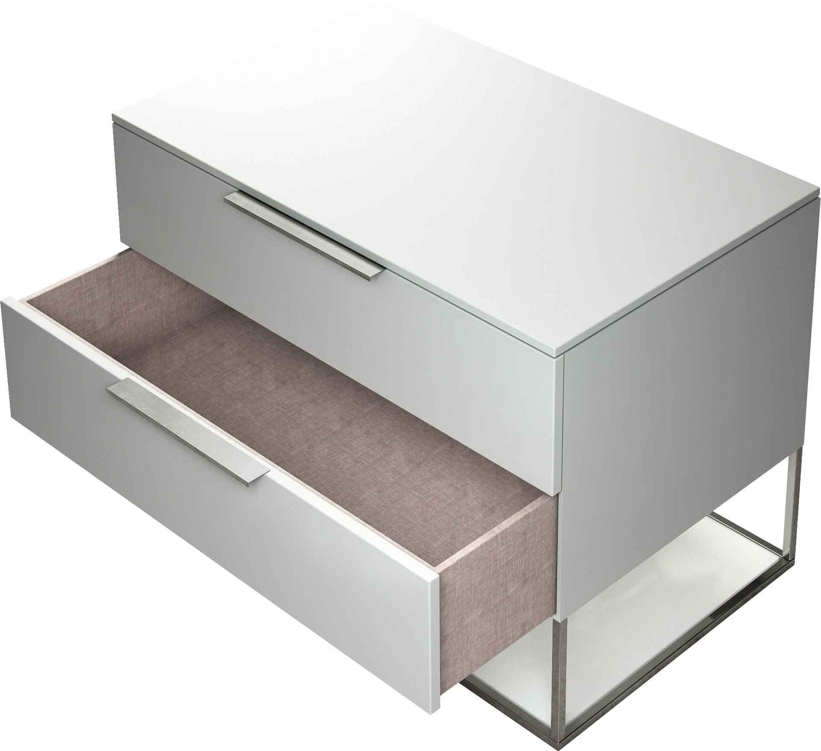 Bowery Nightstand White Matte/White Glass