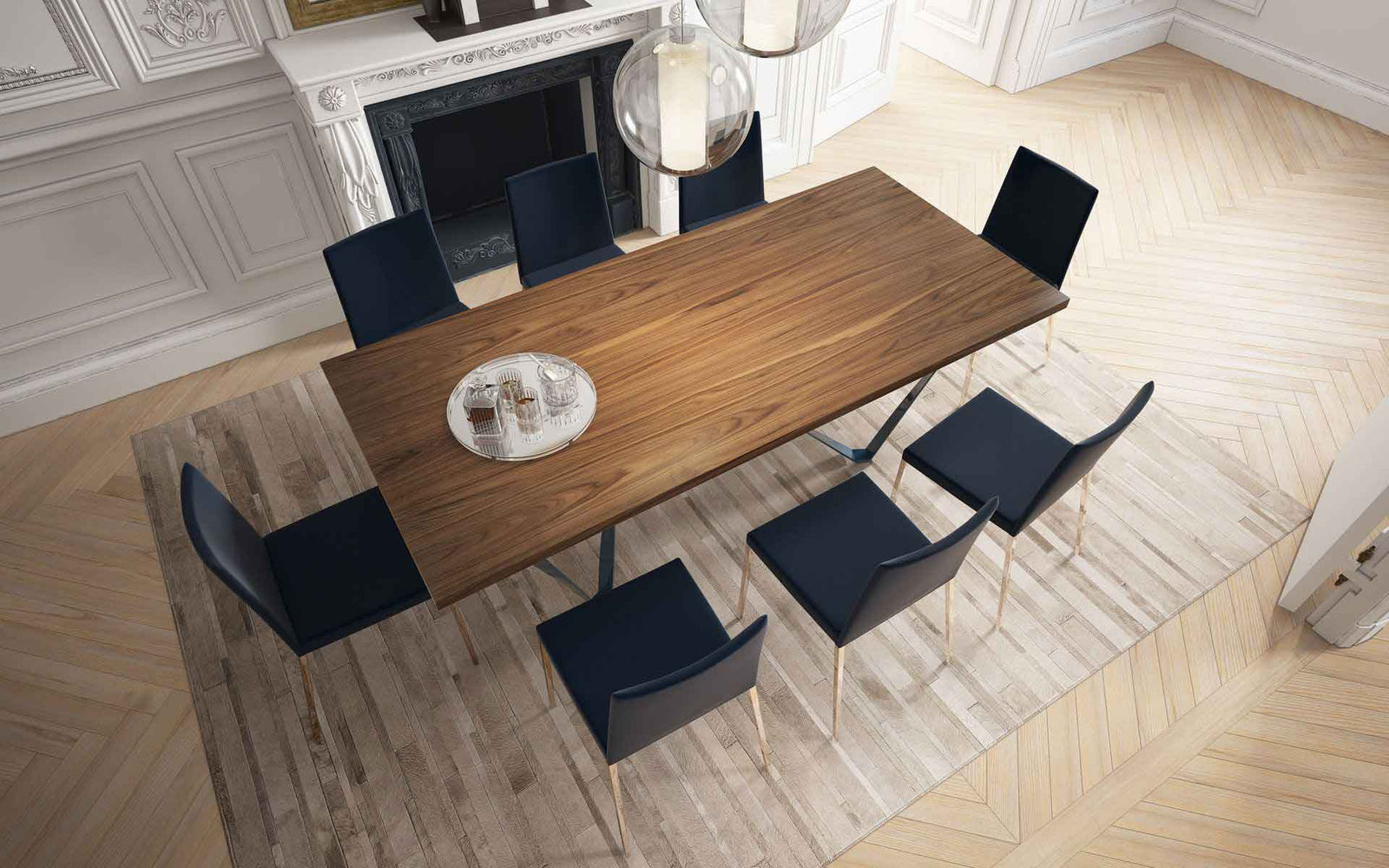 Genoa Dining Table Canaletto Walnut/Deep Ocean