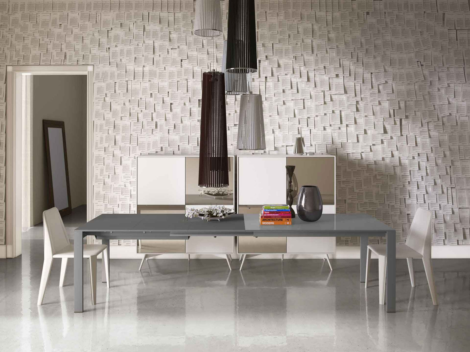 Napoli Dining Table Ashen Gray Glass/Ashen Gray