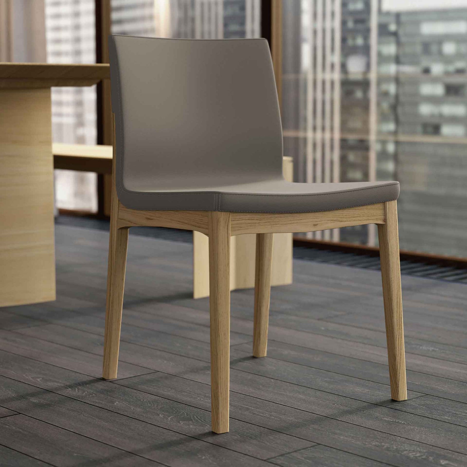 Enna Dining Chair Dove Gray/Natural Oak (Set of 2)