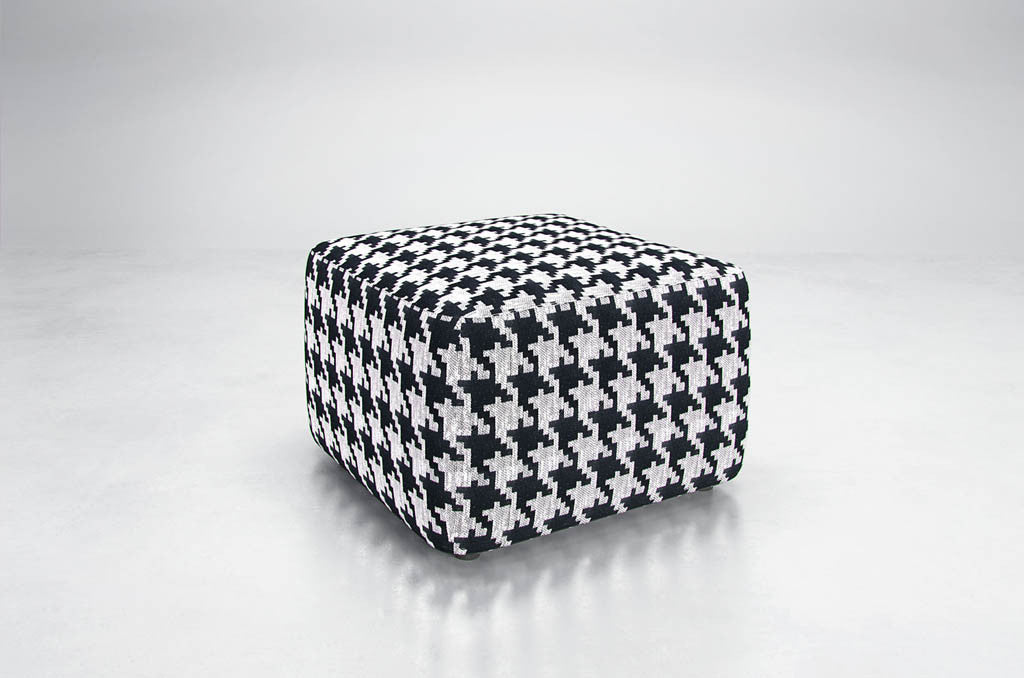 Hester Ottoman Black White Houndstooth
