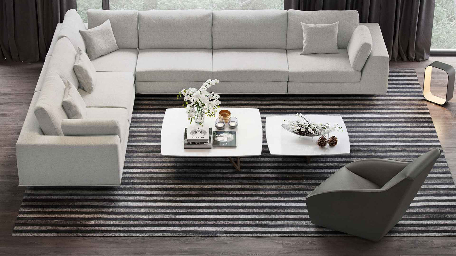 Perry Extended L-Corner Sofa Moonbeam