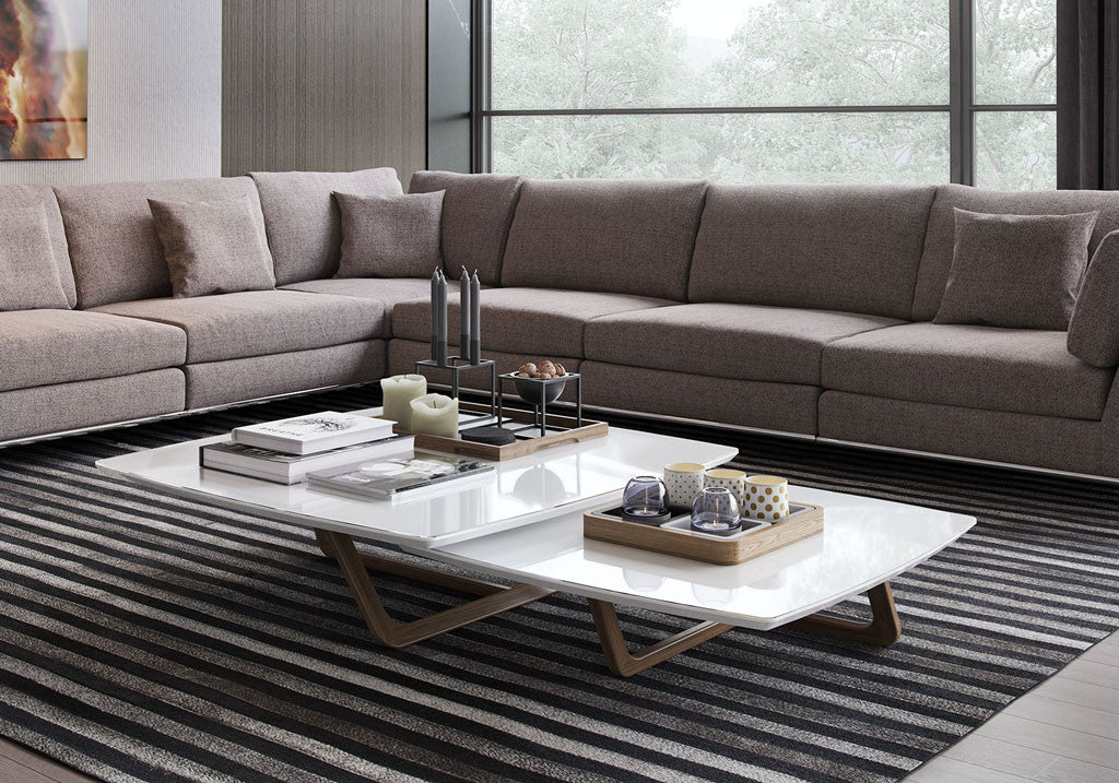 Belvedere Nested Tables White Glass/Walnut