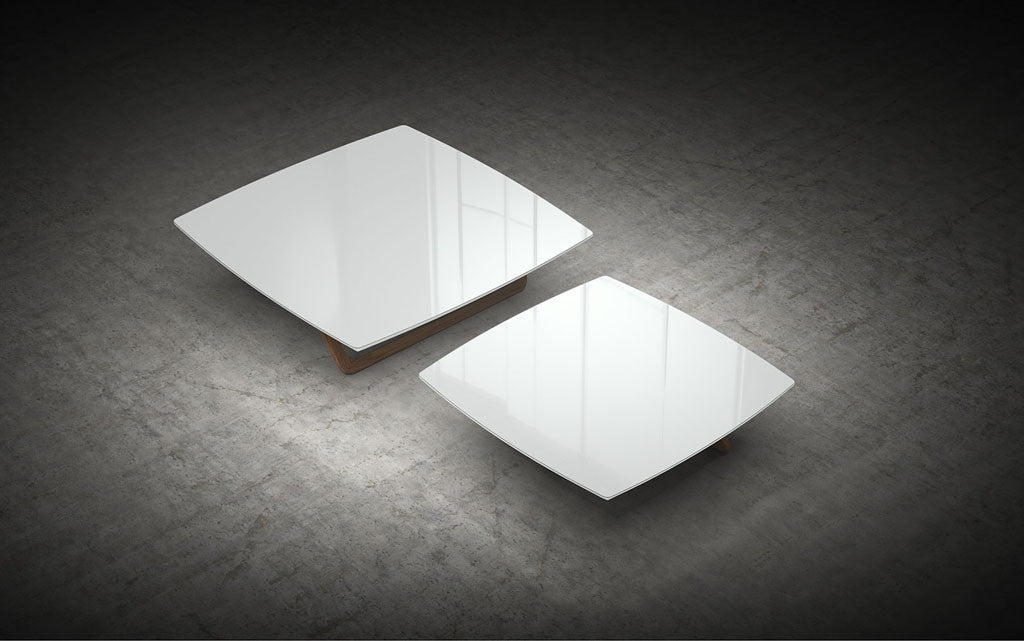 Belvedere Nested Tables White Glass/Walnut