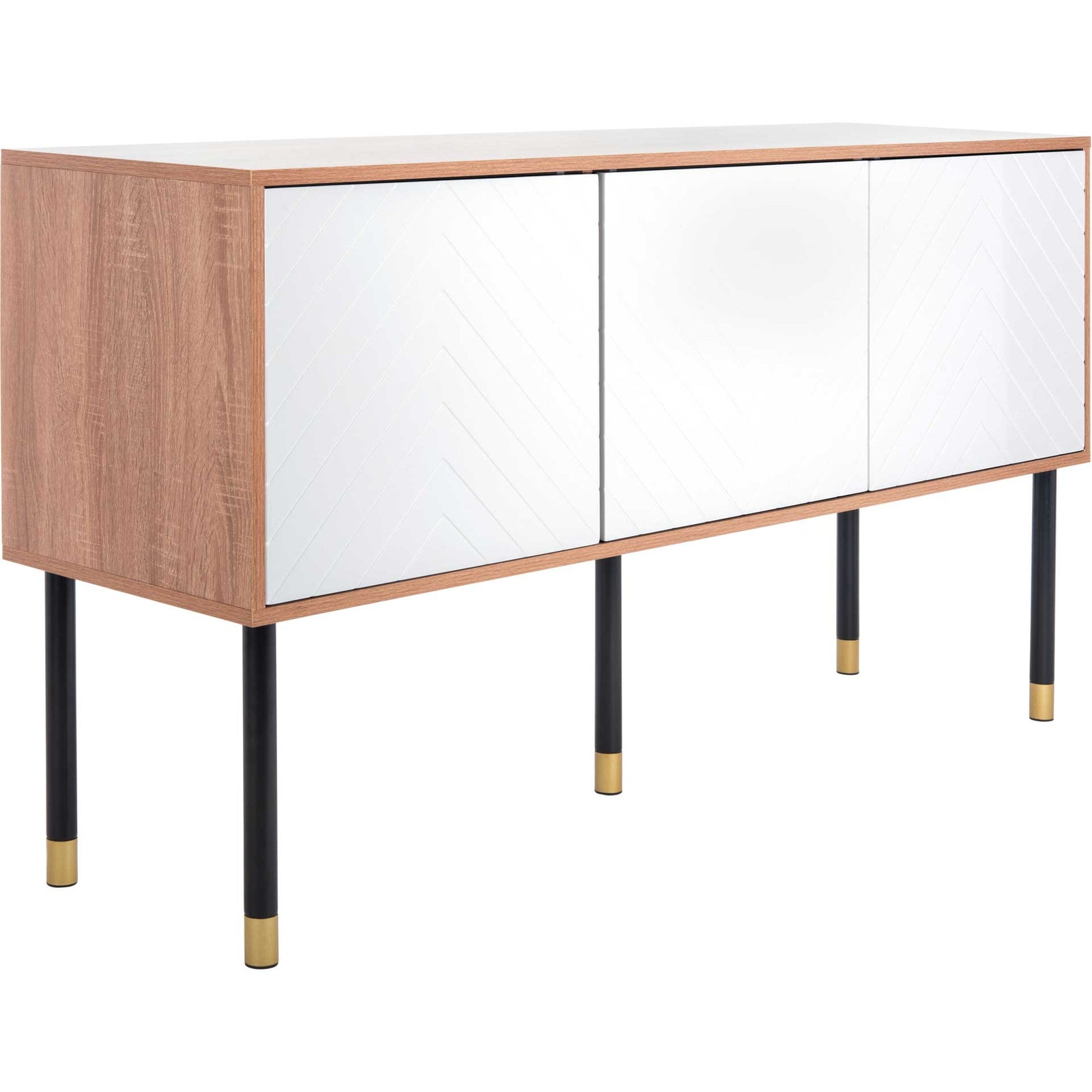 Oaklee TV Stand Natural/White/Black/Gold