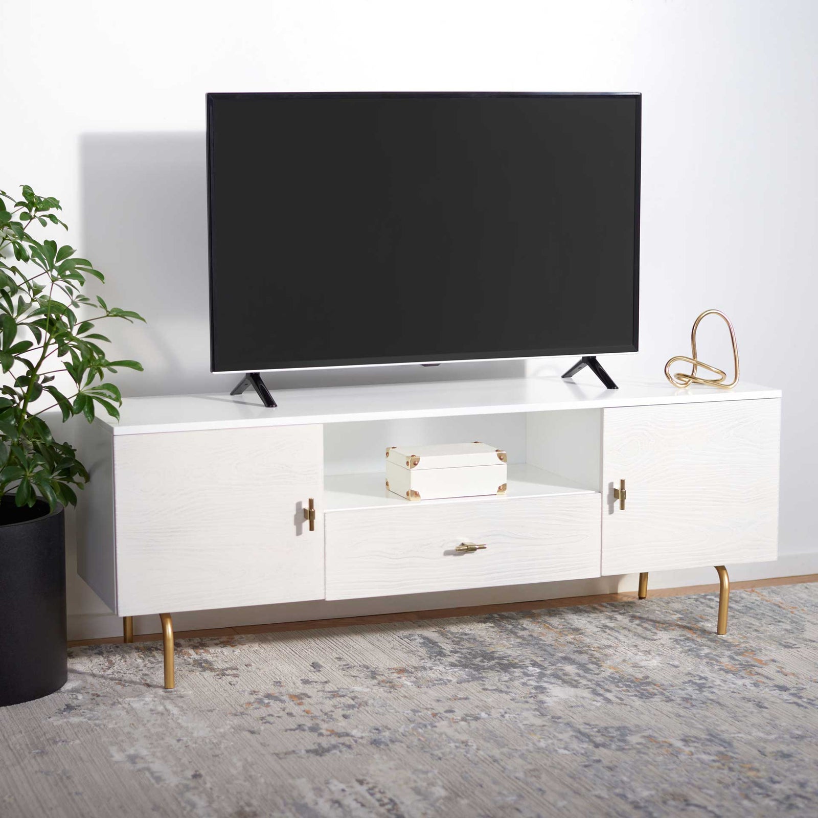 Gemma TV Stand White/White Washed