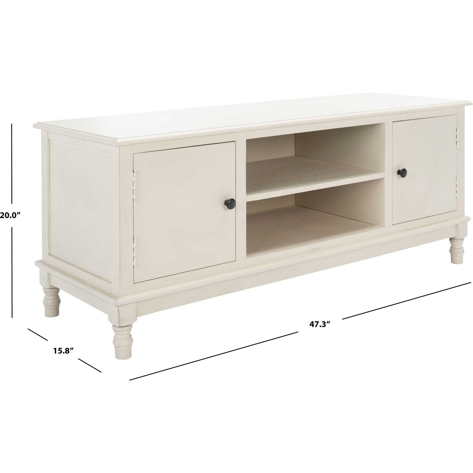 Ozbourne 2 Door 1 Shelf Media Stand Distressed White