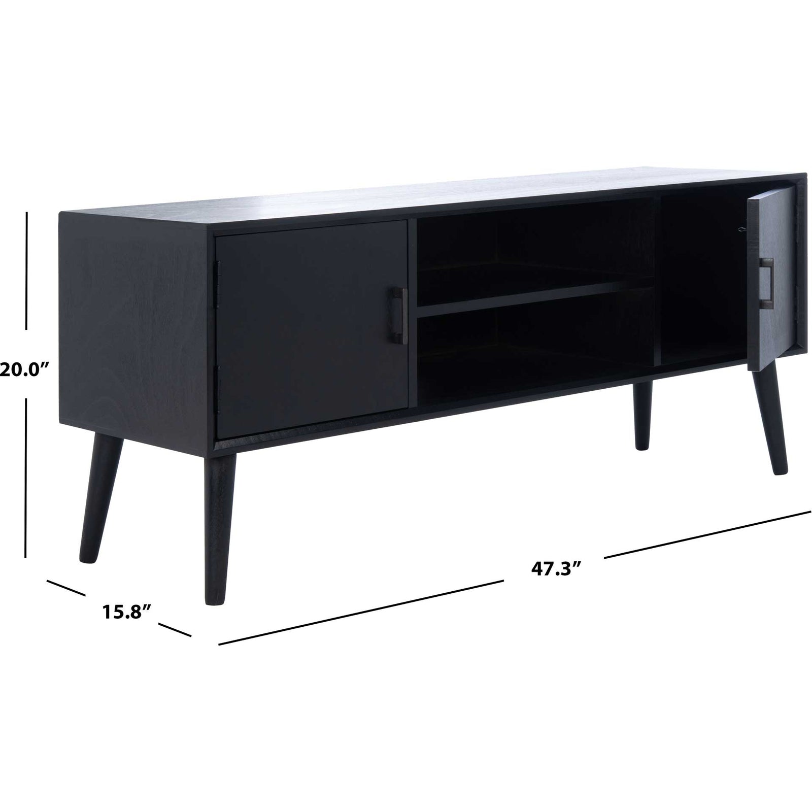 Sorrento 2 Door 1 Shelf Media Stand Black