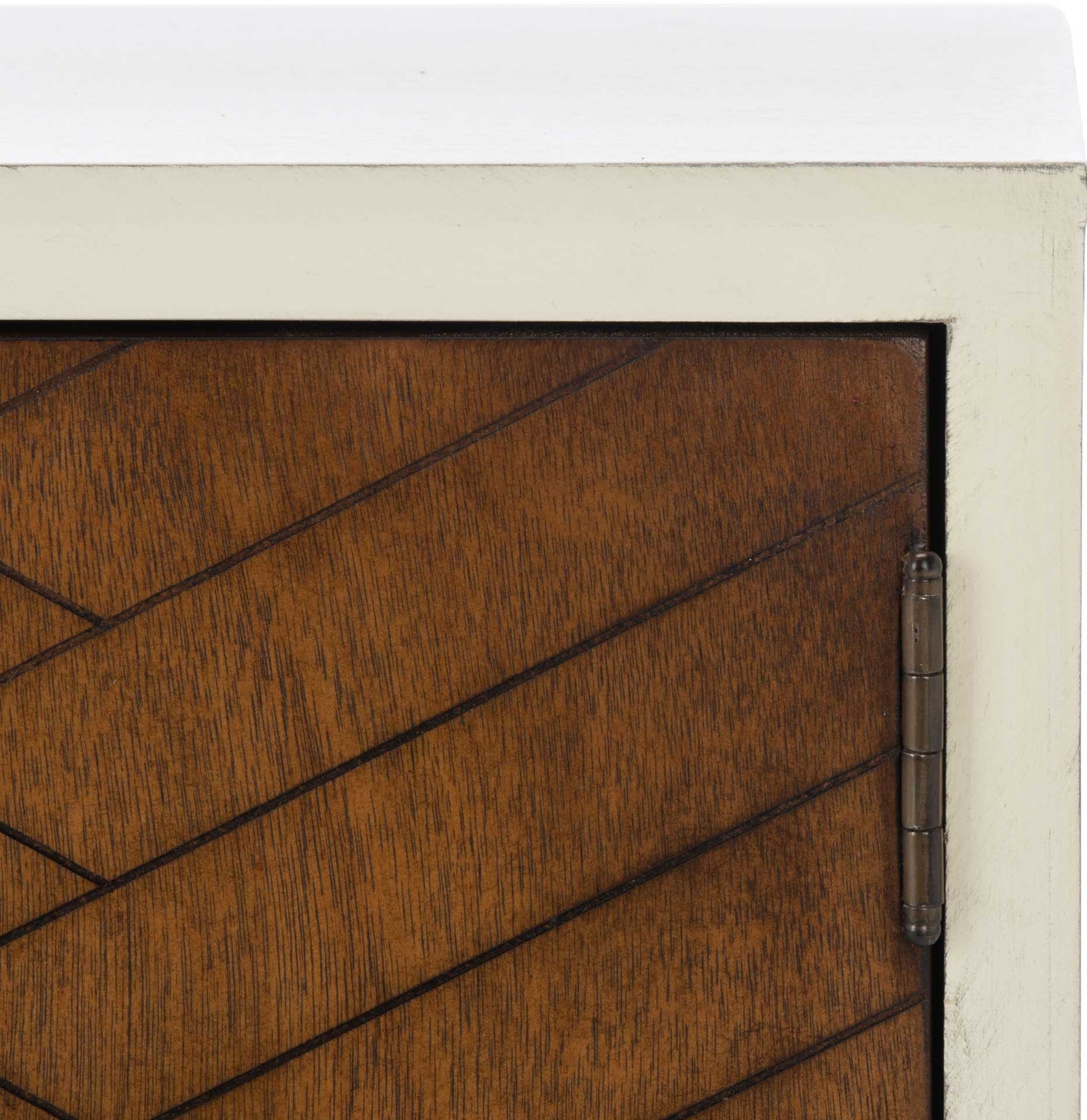 Ajani Media Stand Distressed White/Honey Brown