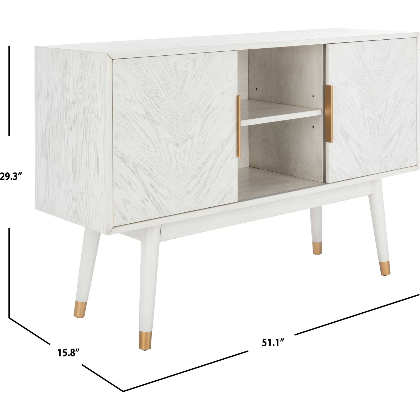 Liam 2 Door Media Stand White Washed