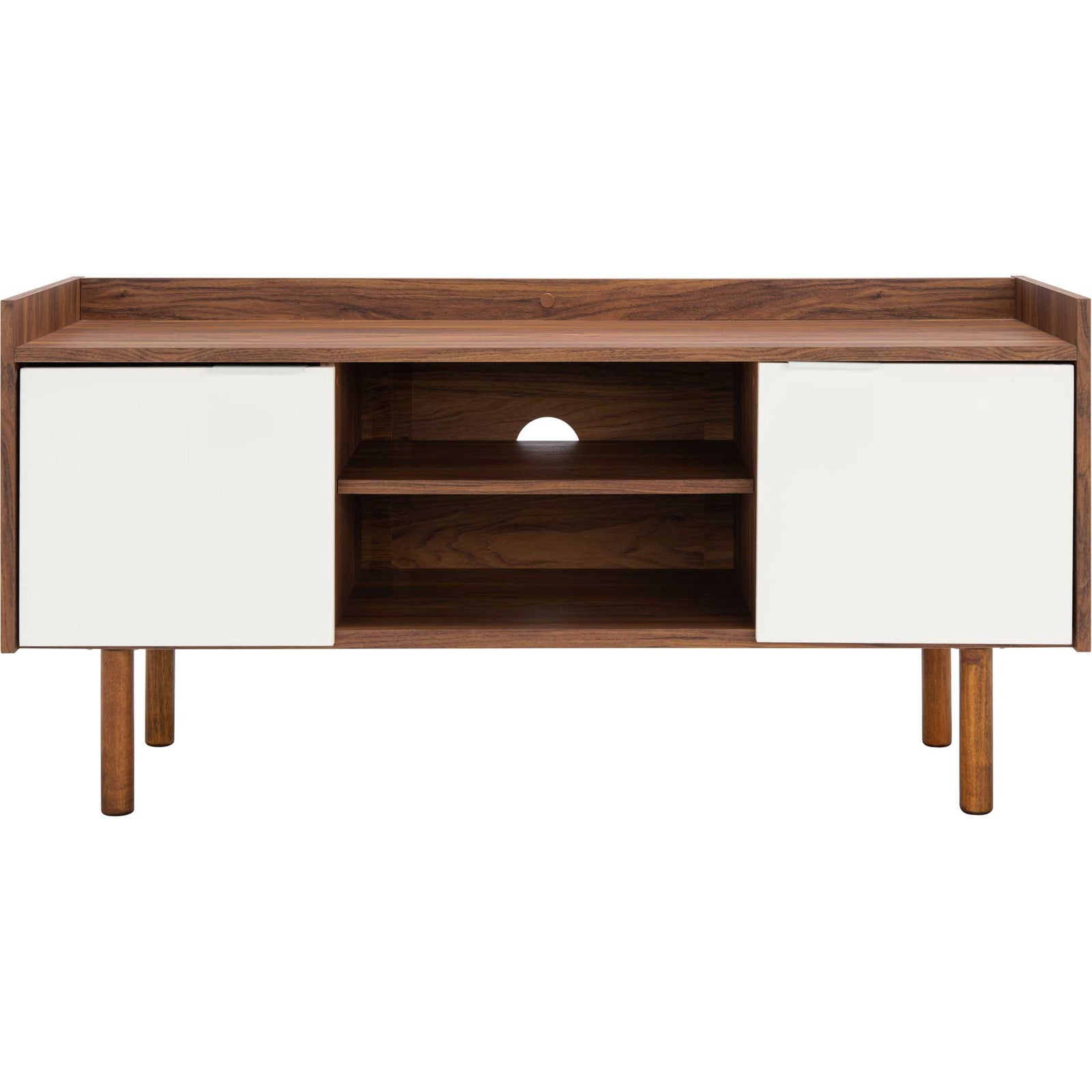 Dilan 2 Shelf 2 Door Media Stand Walnut/White