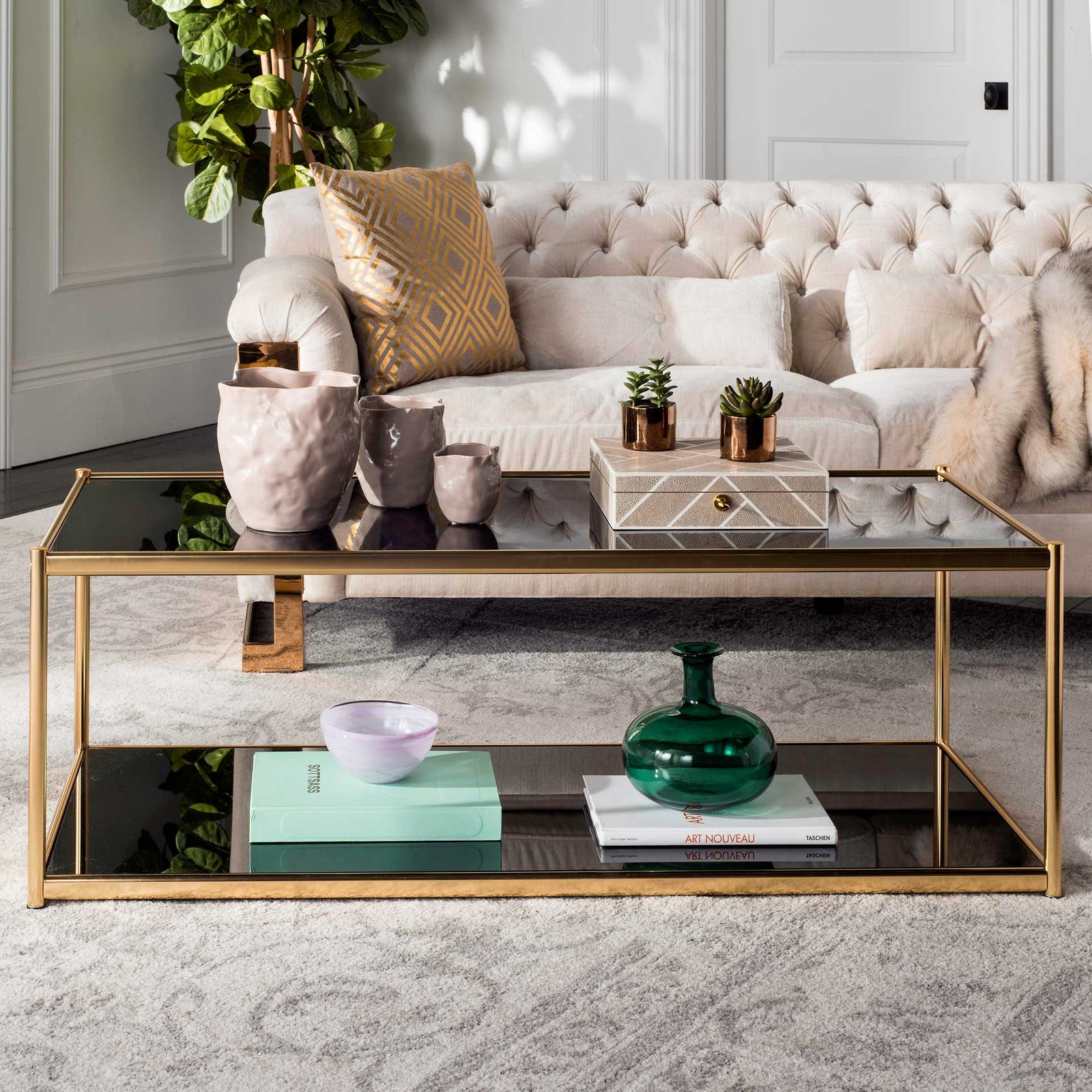 Zorn Glass Coffee Table Gold