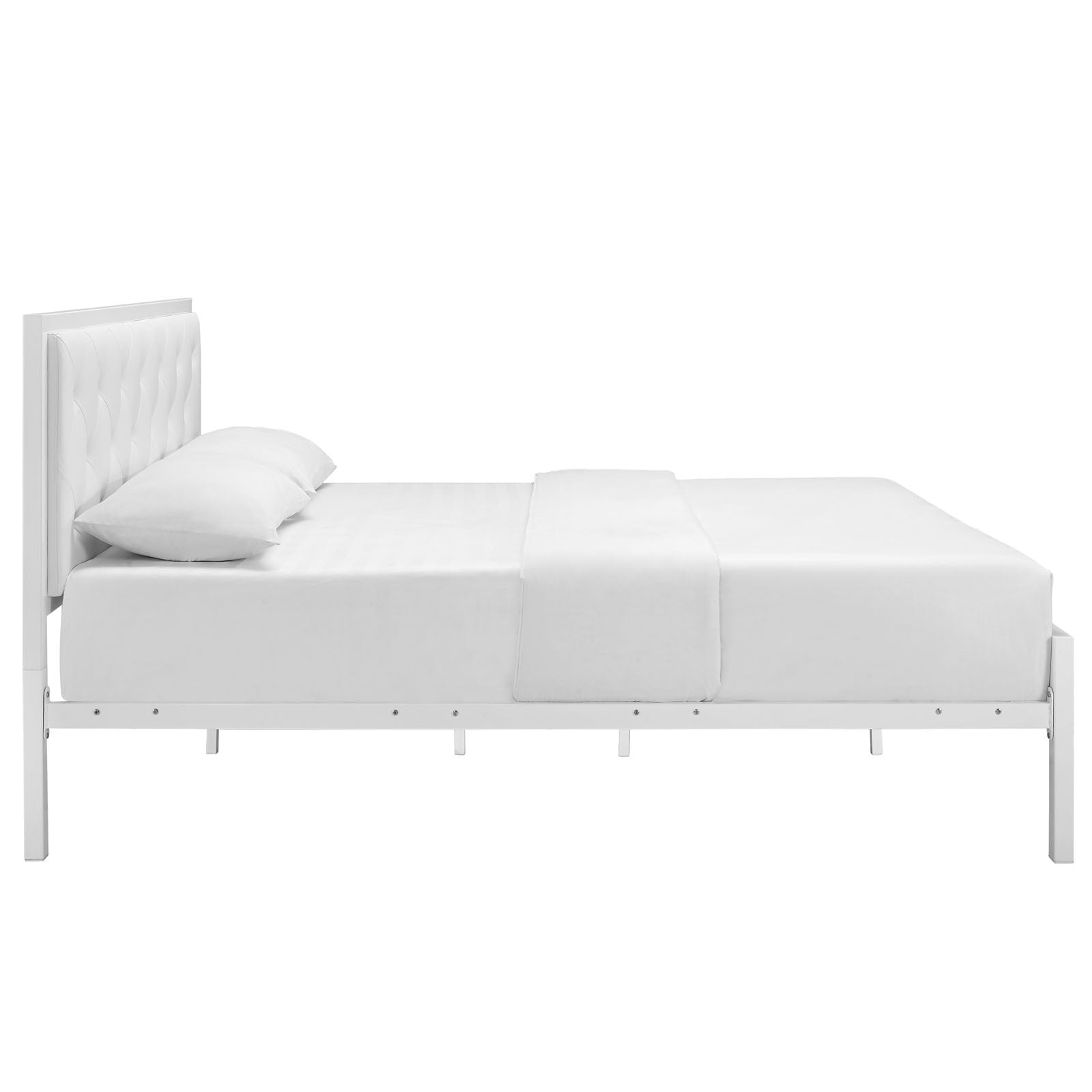 Miles Vinyl Platform Bed White