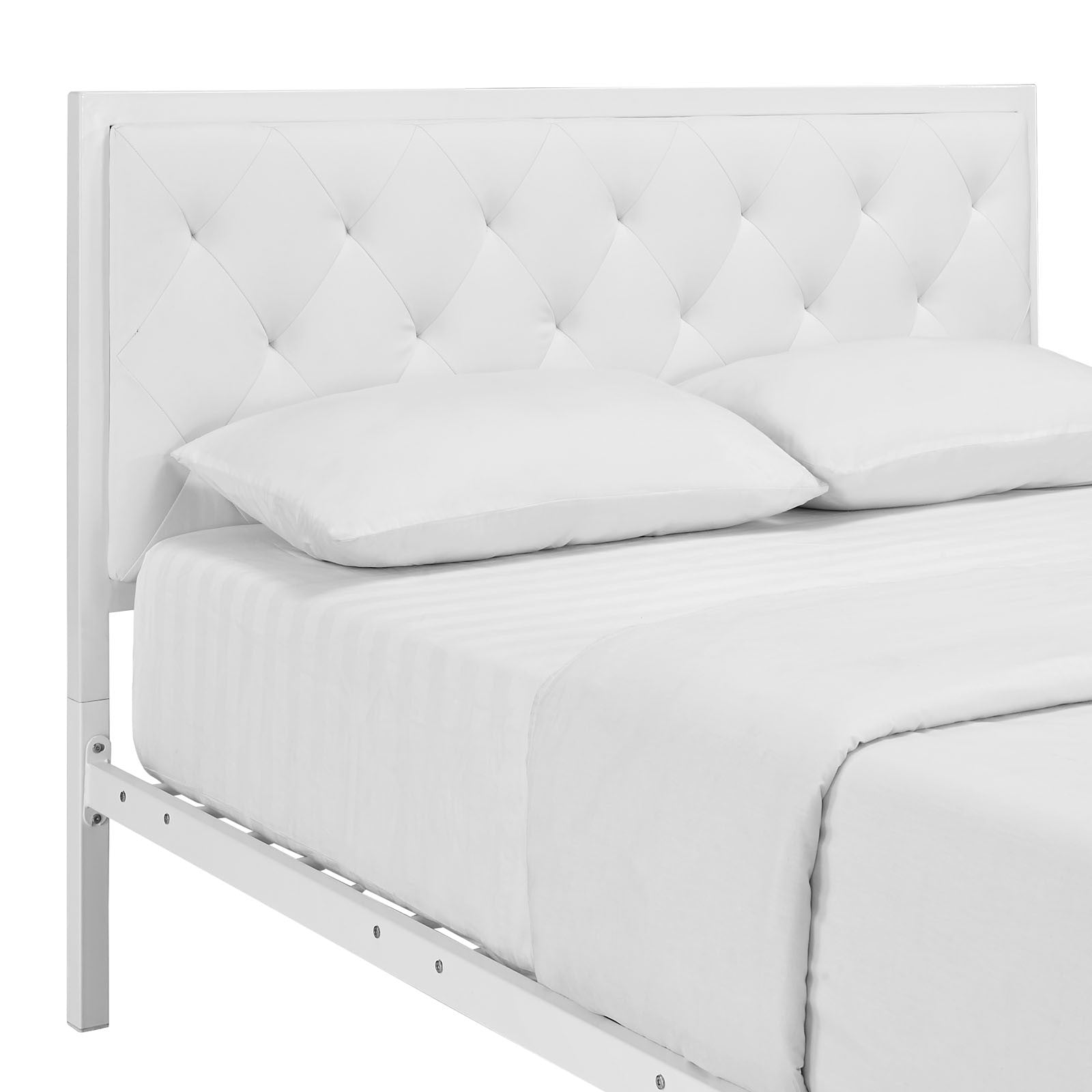 Miles Vinyl Platform Bed White
