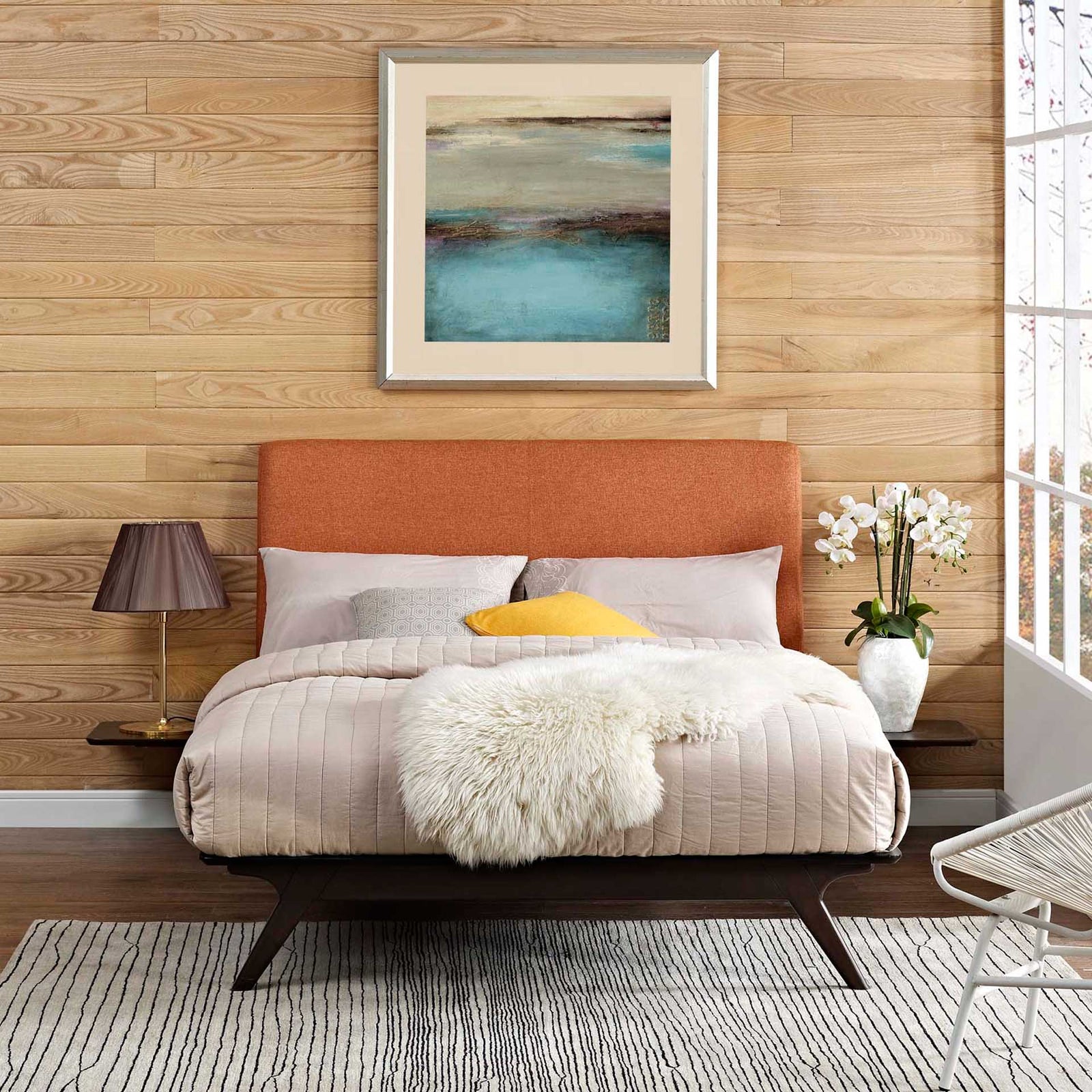 Thames Bed Cappuccino/Orange With Side Tables