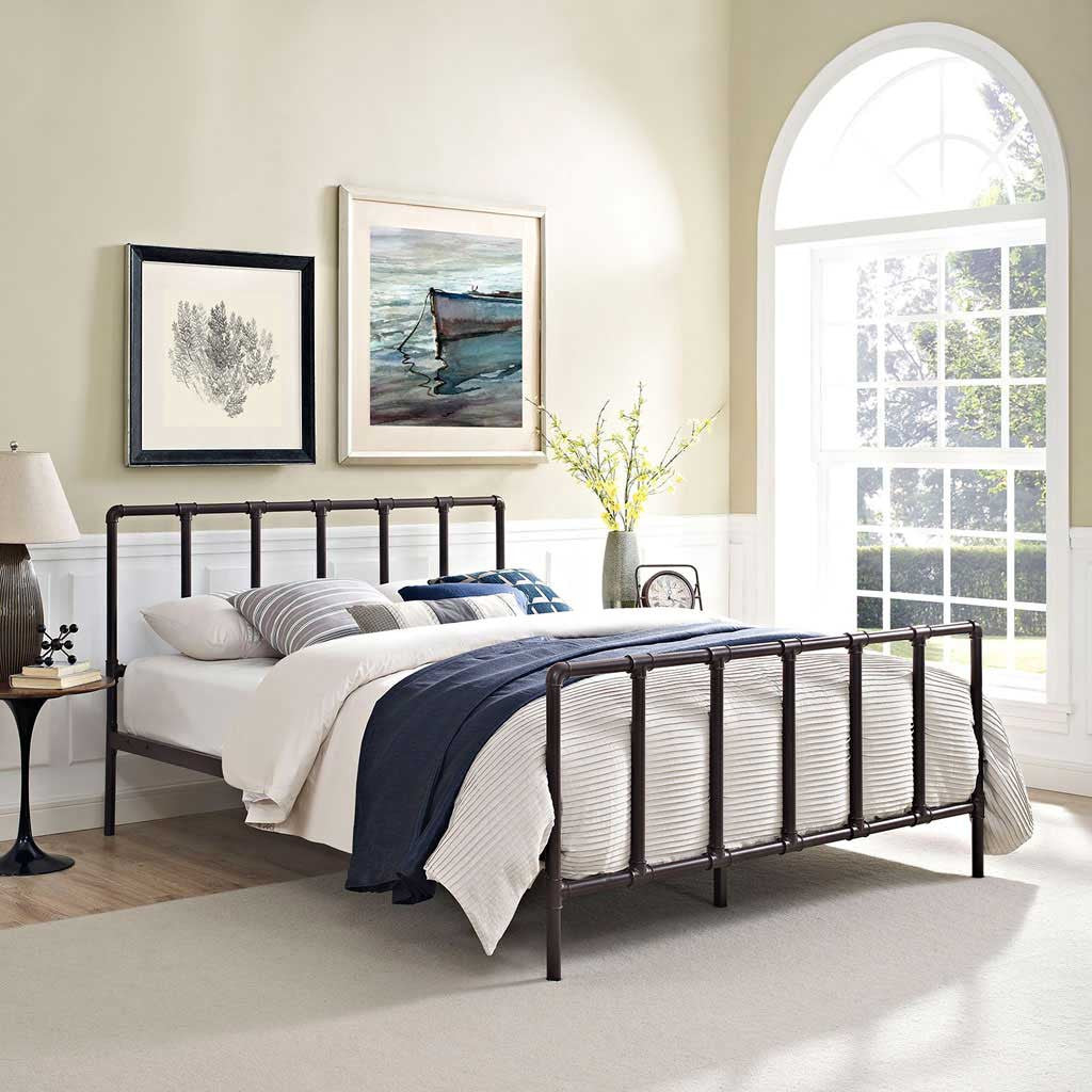 Dickens Stainless Steel Bed Brown