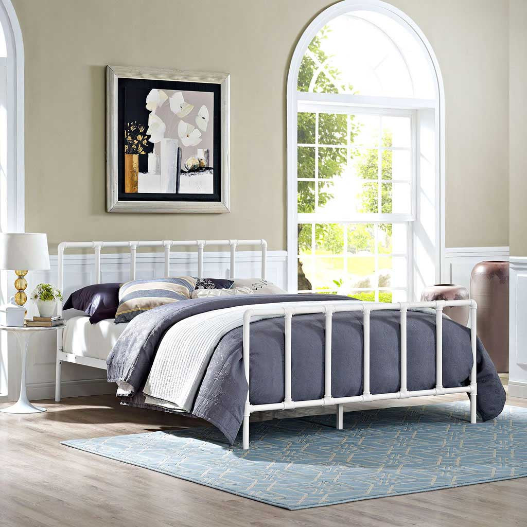 Dickens Stainless Steel Bed White