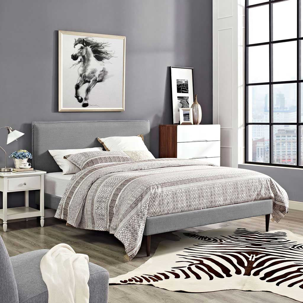 Caslon Fabric Platform Bed Light Gray