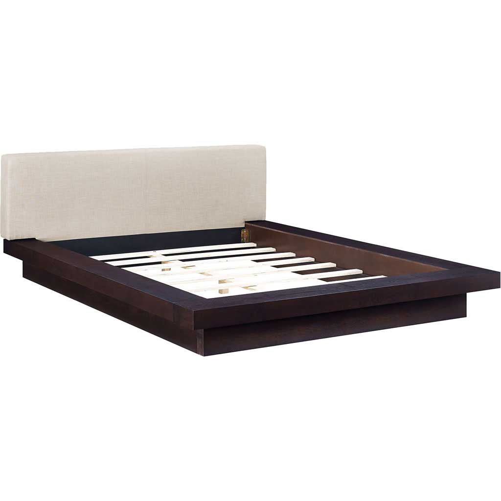 Freyja Fabric Platform Bed Cappuccino/Beige