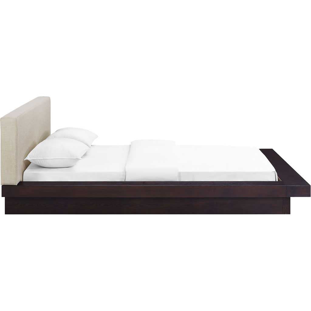 Freyja Fabric Platform Bed Cappuccino/Beige
