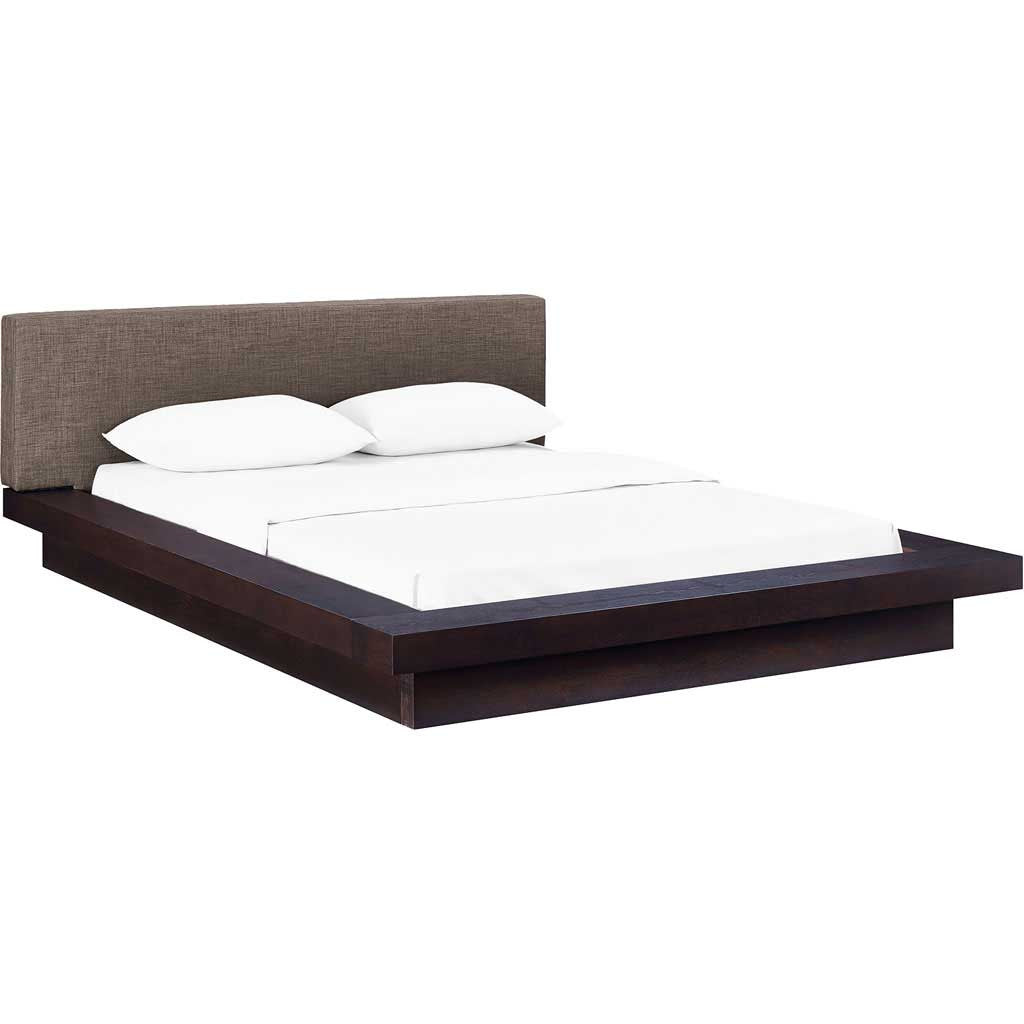 Freyja Fabric Platform Bed Cappuccino/Brown