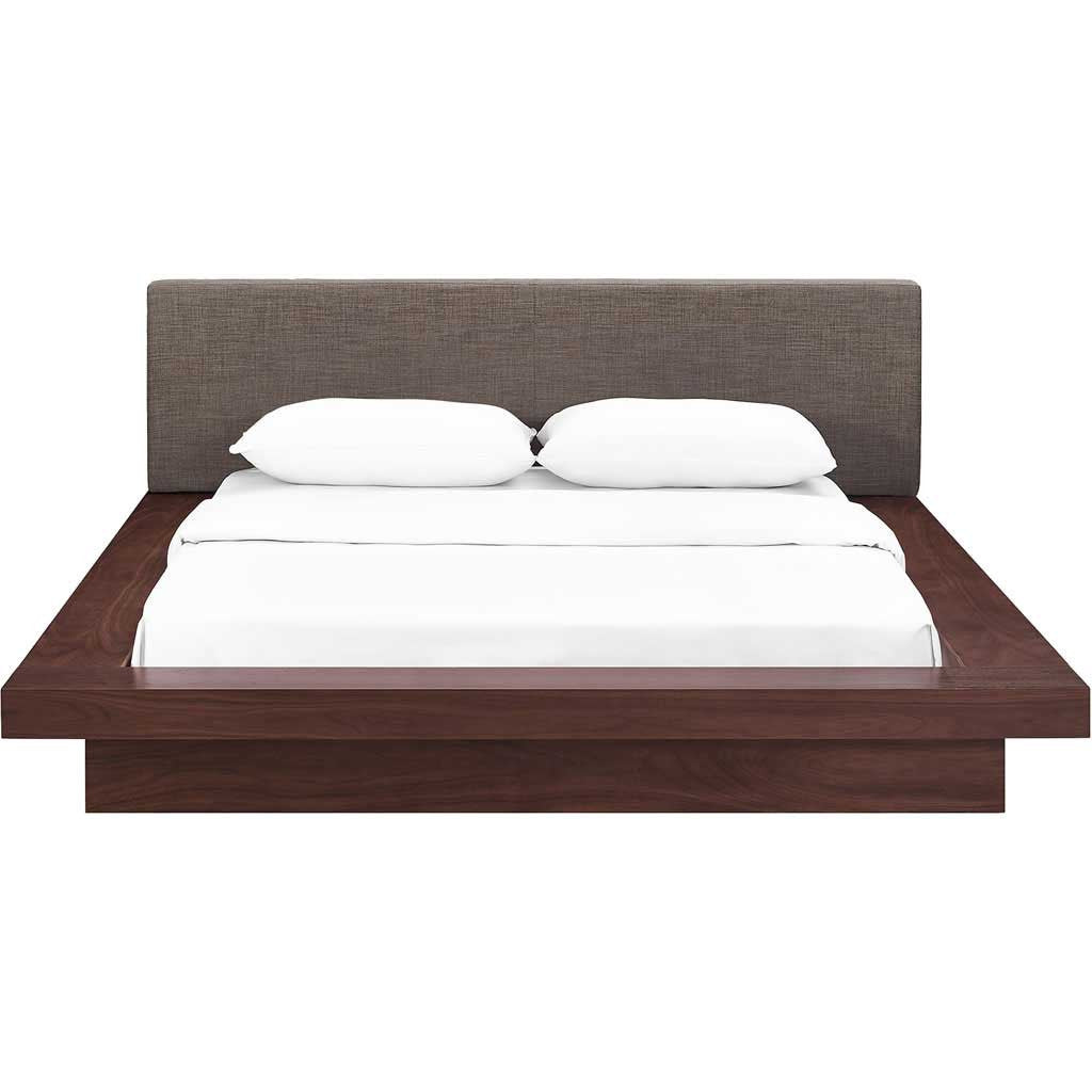 Freyja Fabric Platform Bed Walnut/Brown