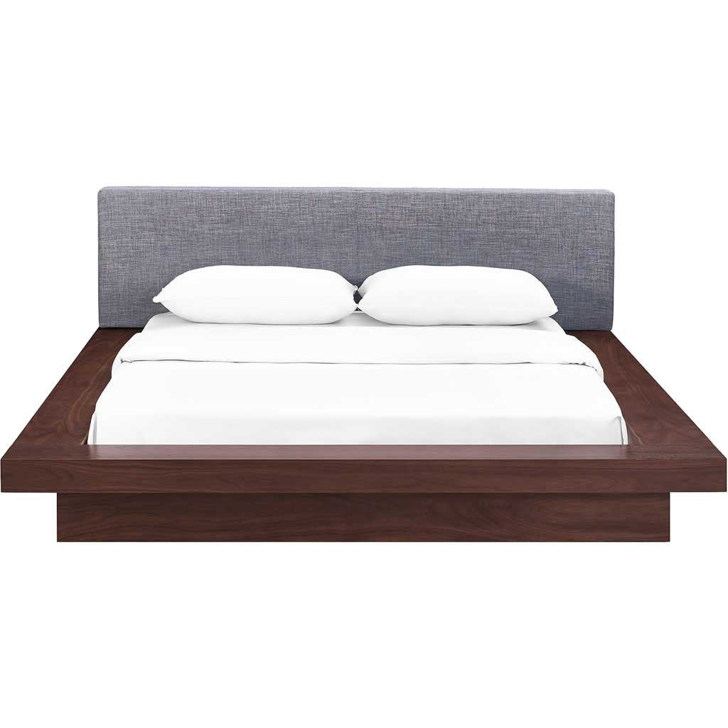 Freyja Fabric Platform Bed Walnut/Gray
