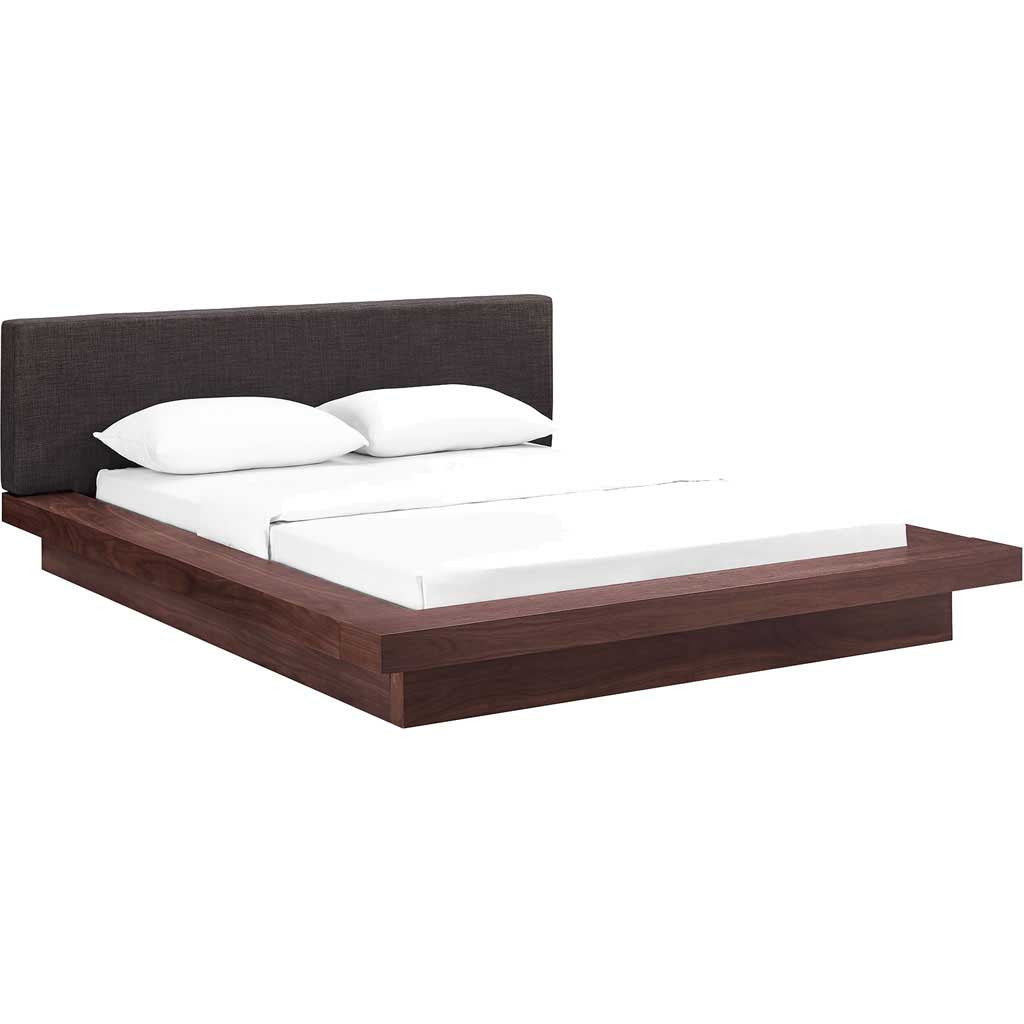 Freyja Fabric Platform Bed Walnut/Latte