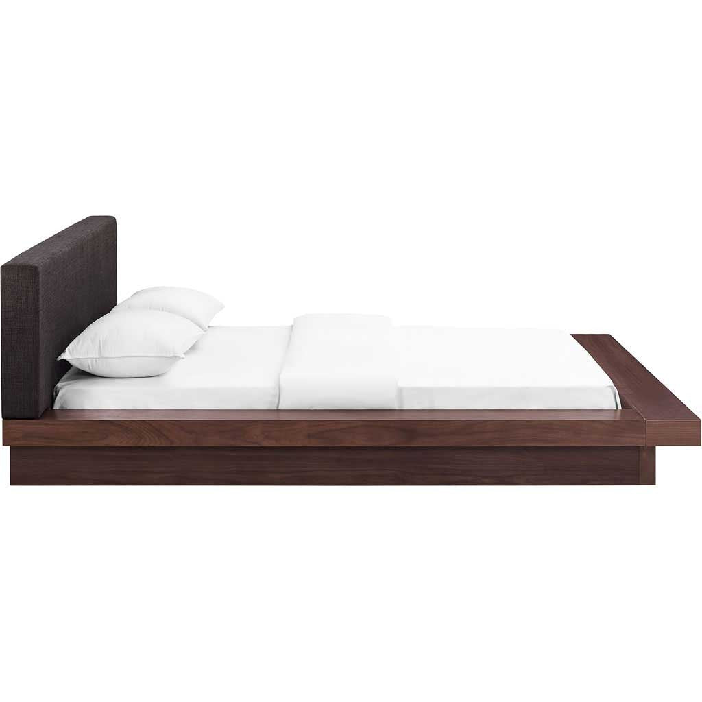 Freyja Fabric Platform Bed Walnut/Latte