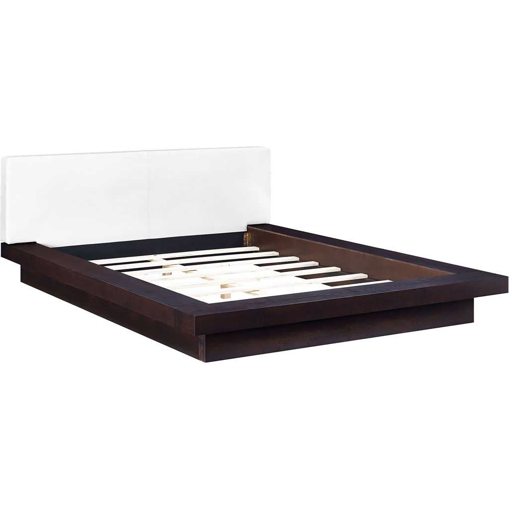 Freyja Vinyl Platform Bed Cappuccino/White