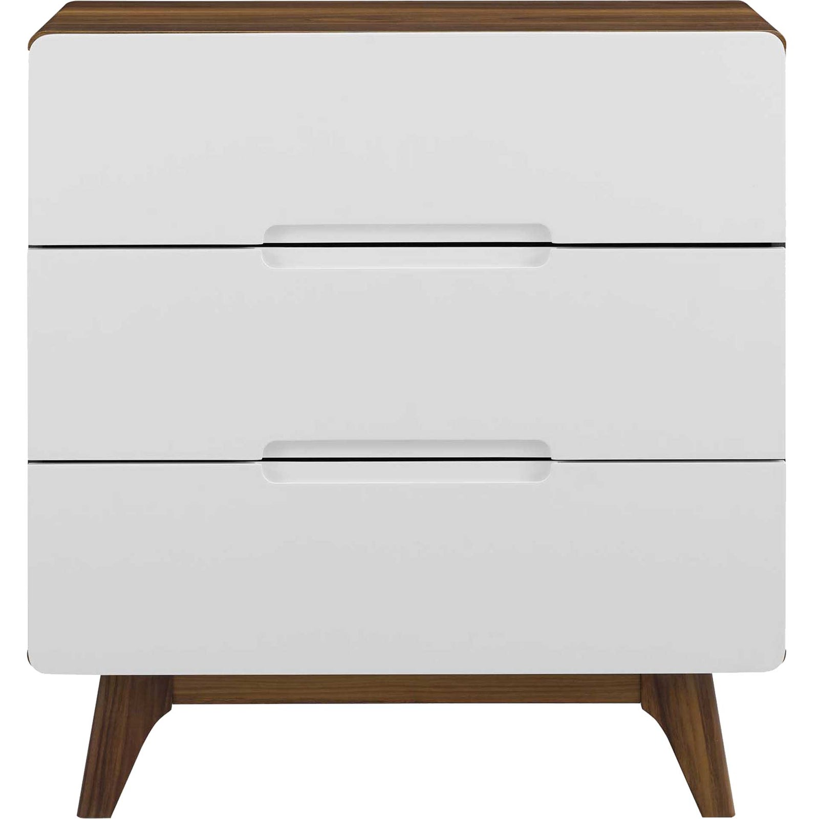 Orion Three-Drawer Chest Walnut/White