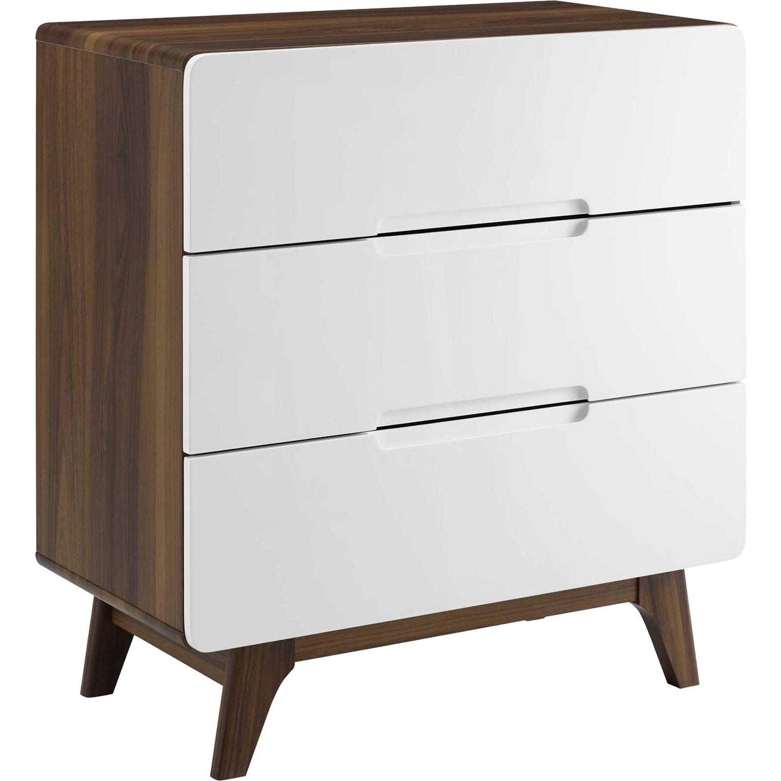 Orion Three-Drawer Chest Walnut/White