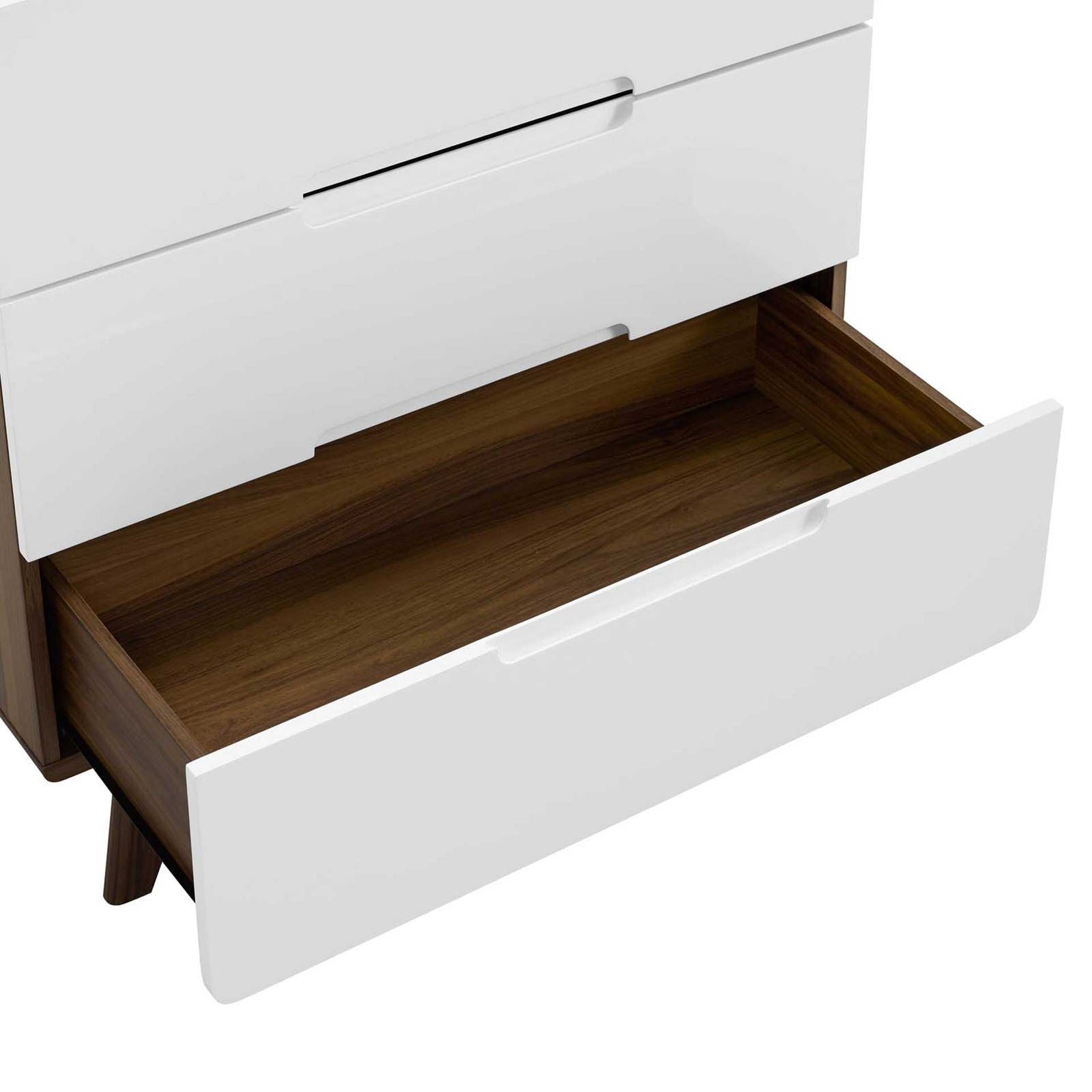 Orion Three-Drawer Chest Walnut/White