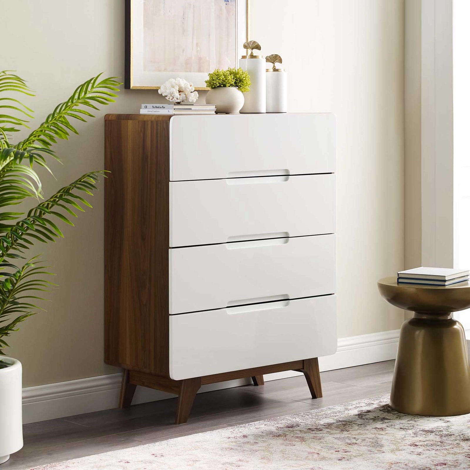 Orion Four-Drawer Chest Walnut/White