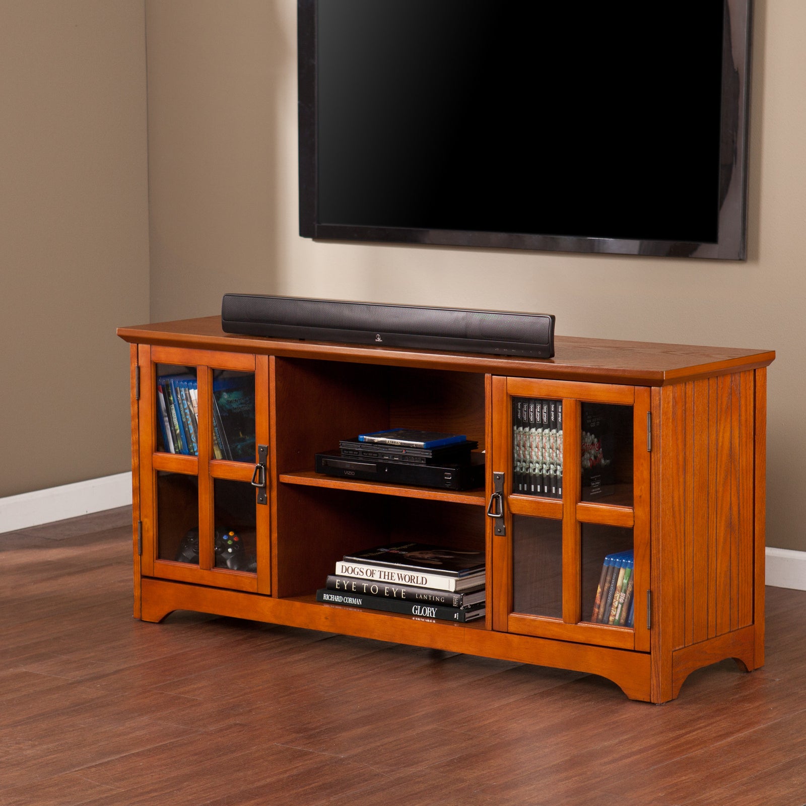 Remy Media Stand Mission Oak