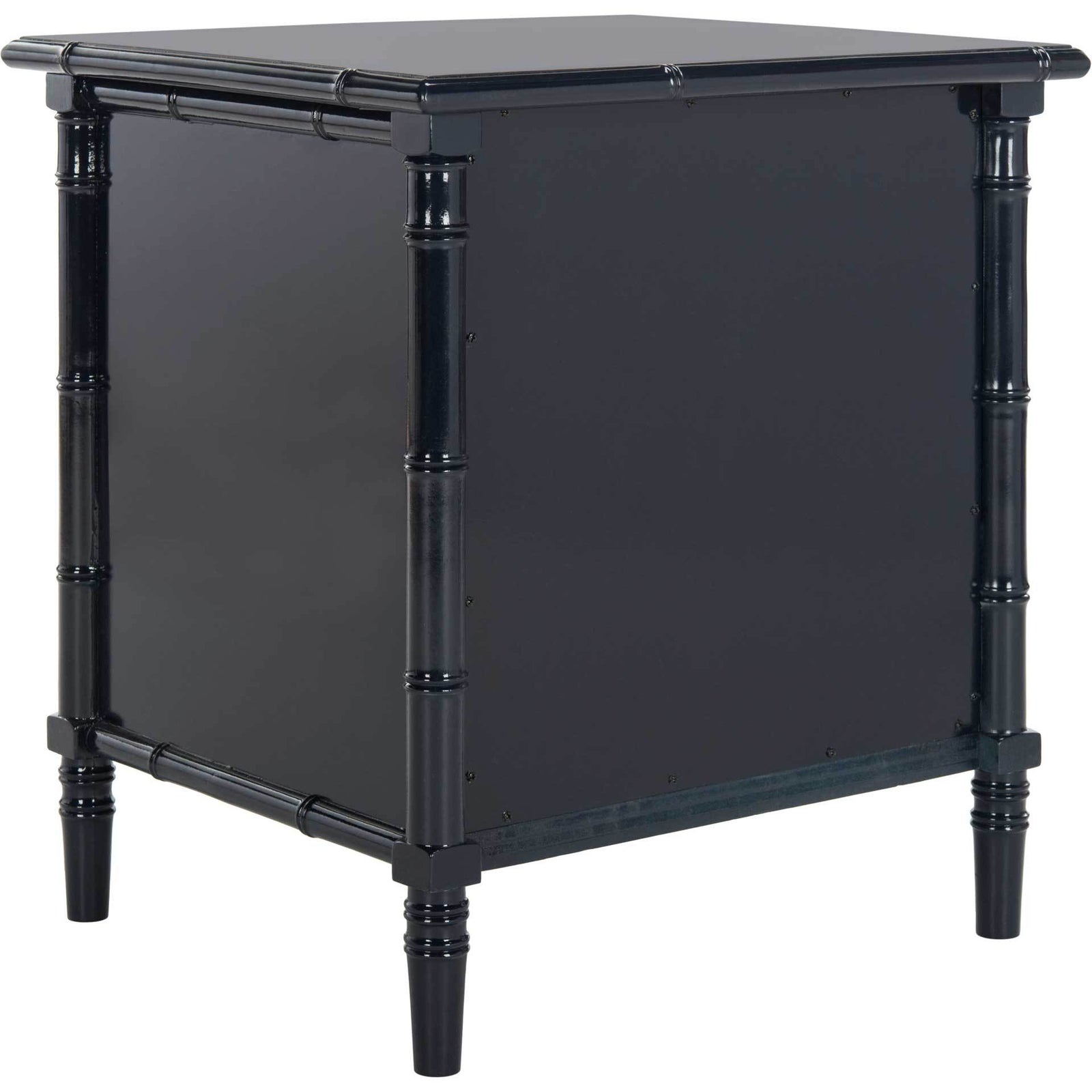 Mitchell Coastal 3 Drawer Bamboo Nightstand Navy