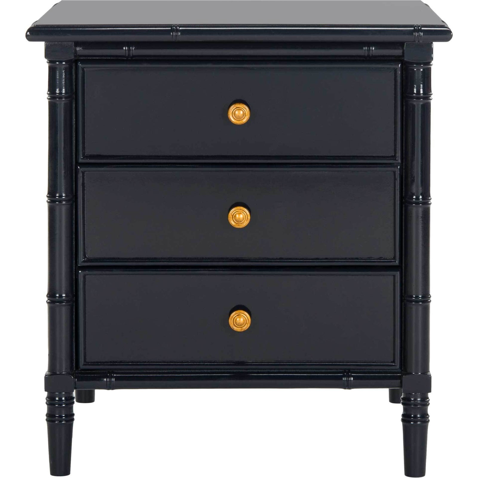 Mitchell Coastal 3 Drawer Bamboo Nightstand Navy