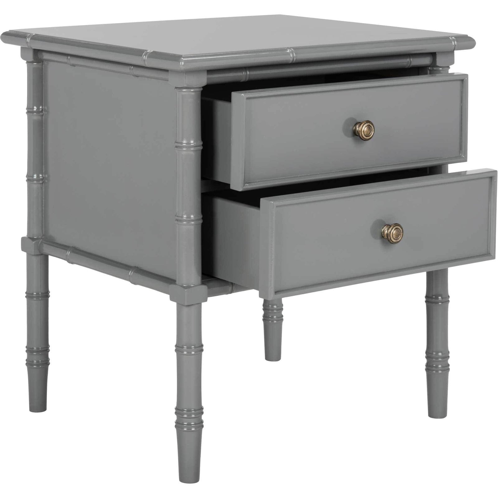 Mitchell Coastal 2 Drawer Bamboo Nightstand Gray