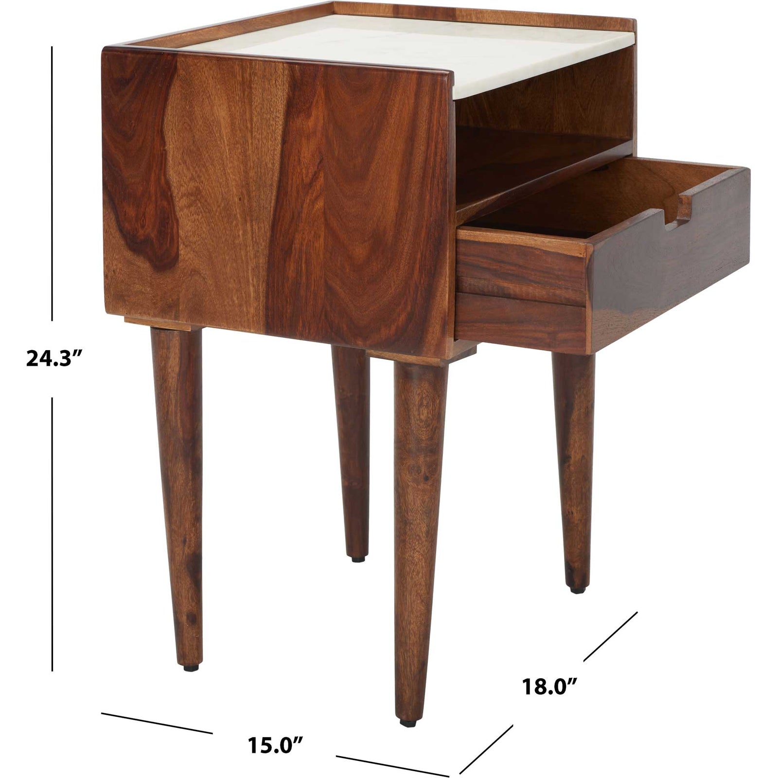 Marcelo 1 Drawer Nightstand Walnut/White