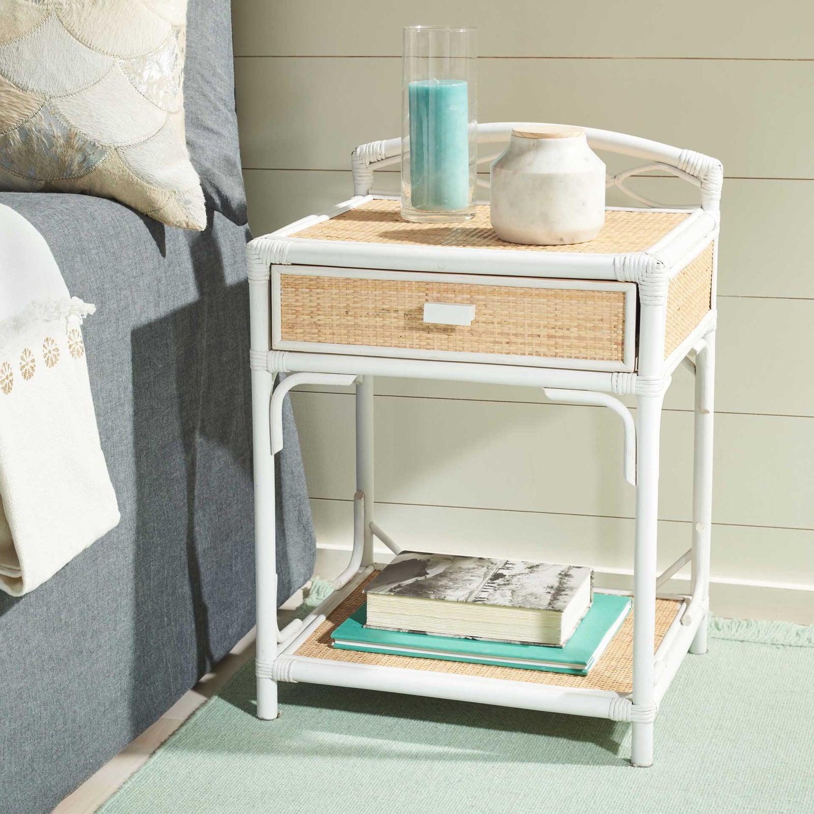 Beaufort 1 Drawer 1 Shelf Nightstand White/Natural