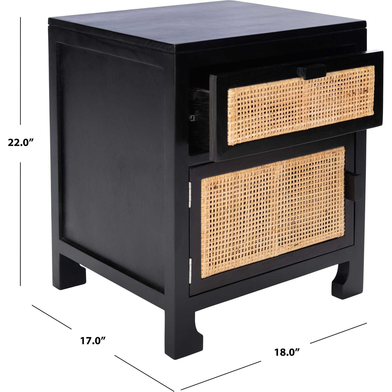 Daphne 1 Drawer 1 Door Nightstand Black/Natural