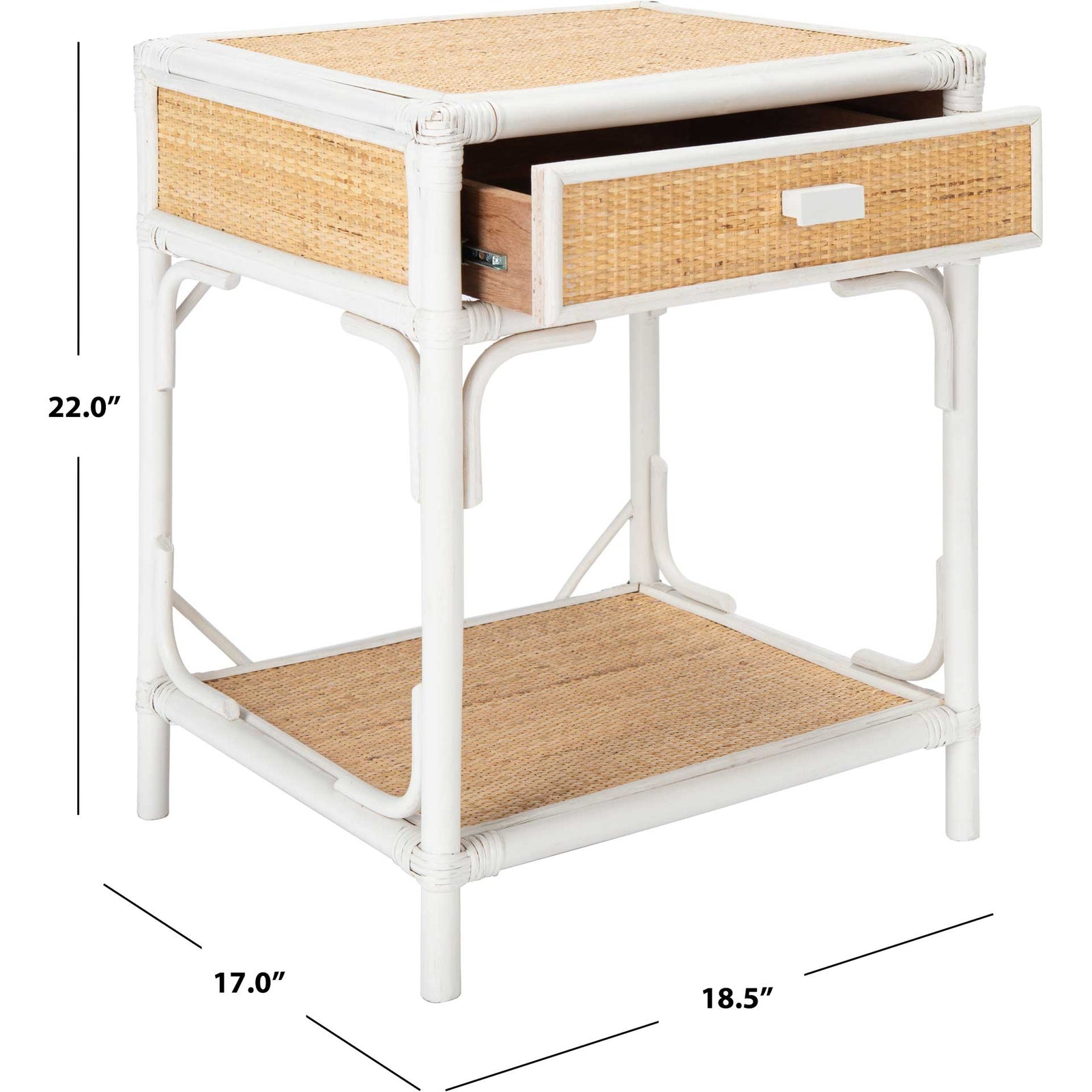 Ronin 1 Drawer 1 Shelf Nightstand White/Natural