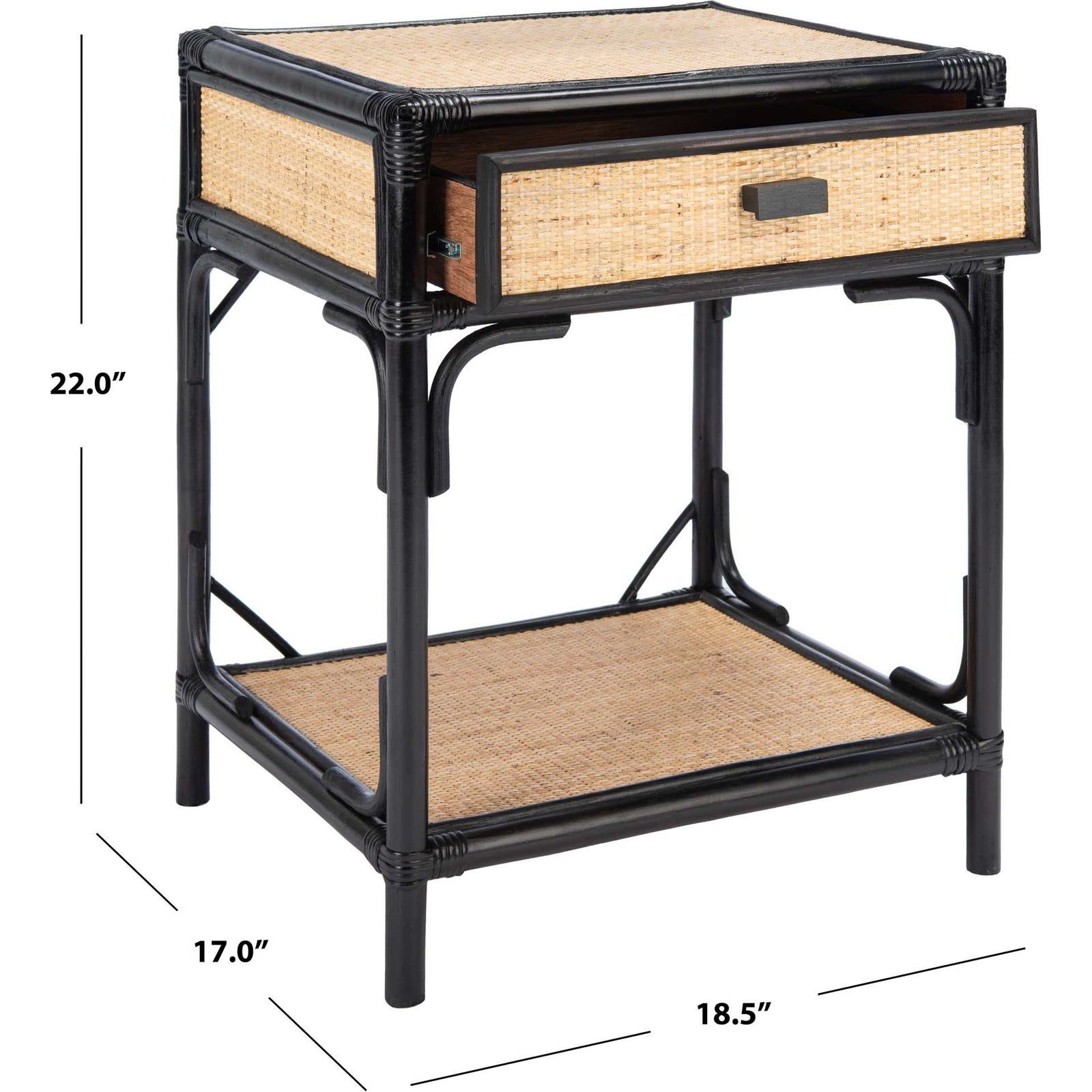 Ronin 1 Drawer 1 Shelf Nightstand Black/Natural