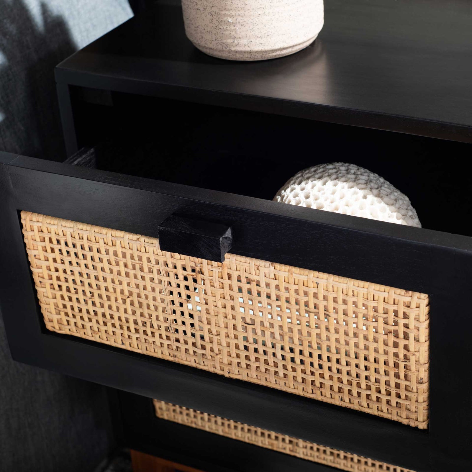 Erin 2 Drawer Nightstand Black/Natural