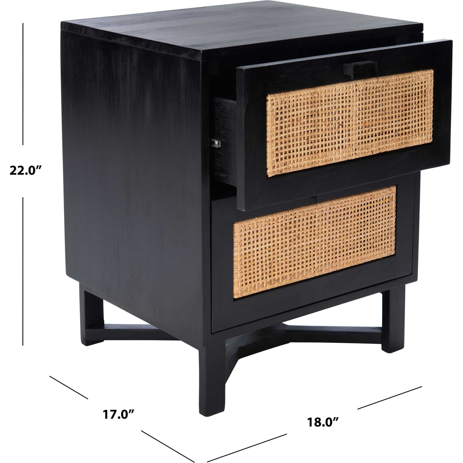 Healy 2 Drawer Nightstand Black/Natural