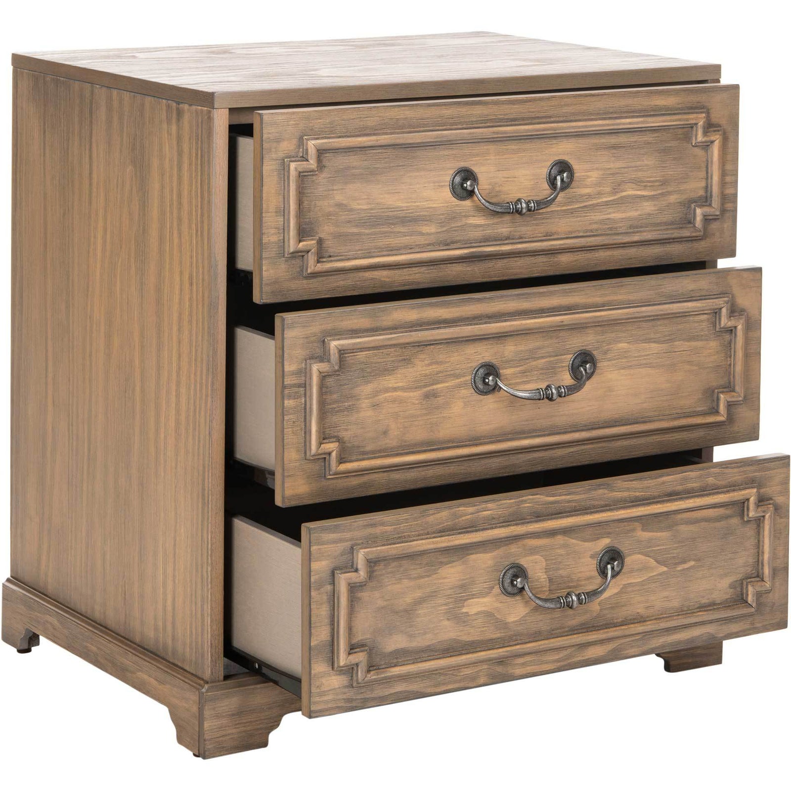 Leanna 3 Drawer Nightstand Weathered Oak
