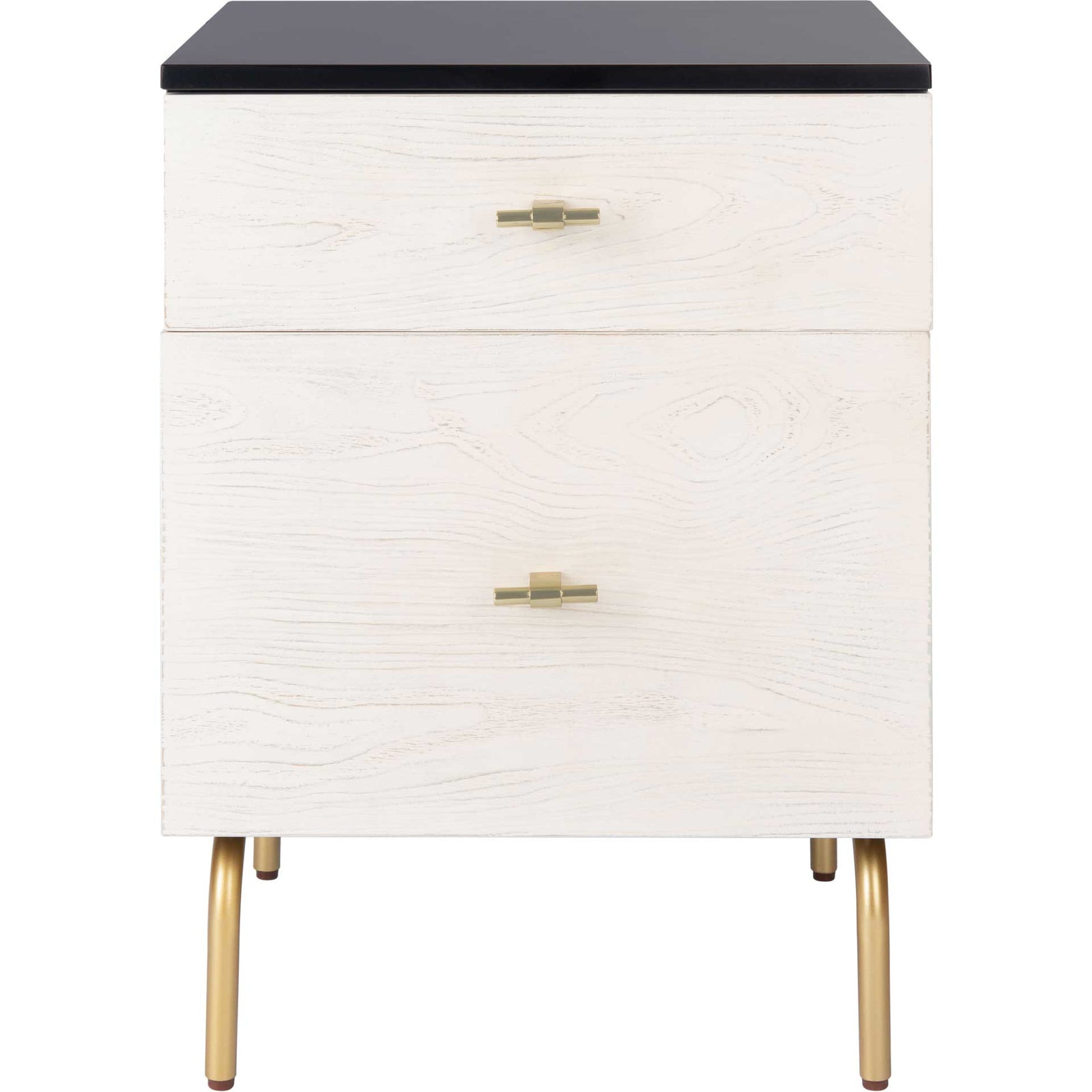 Gemma 2 Drawer Nightstand Black/White Washed