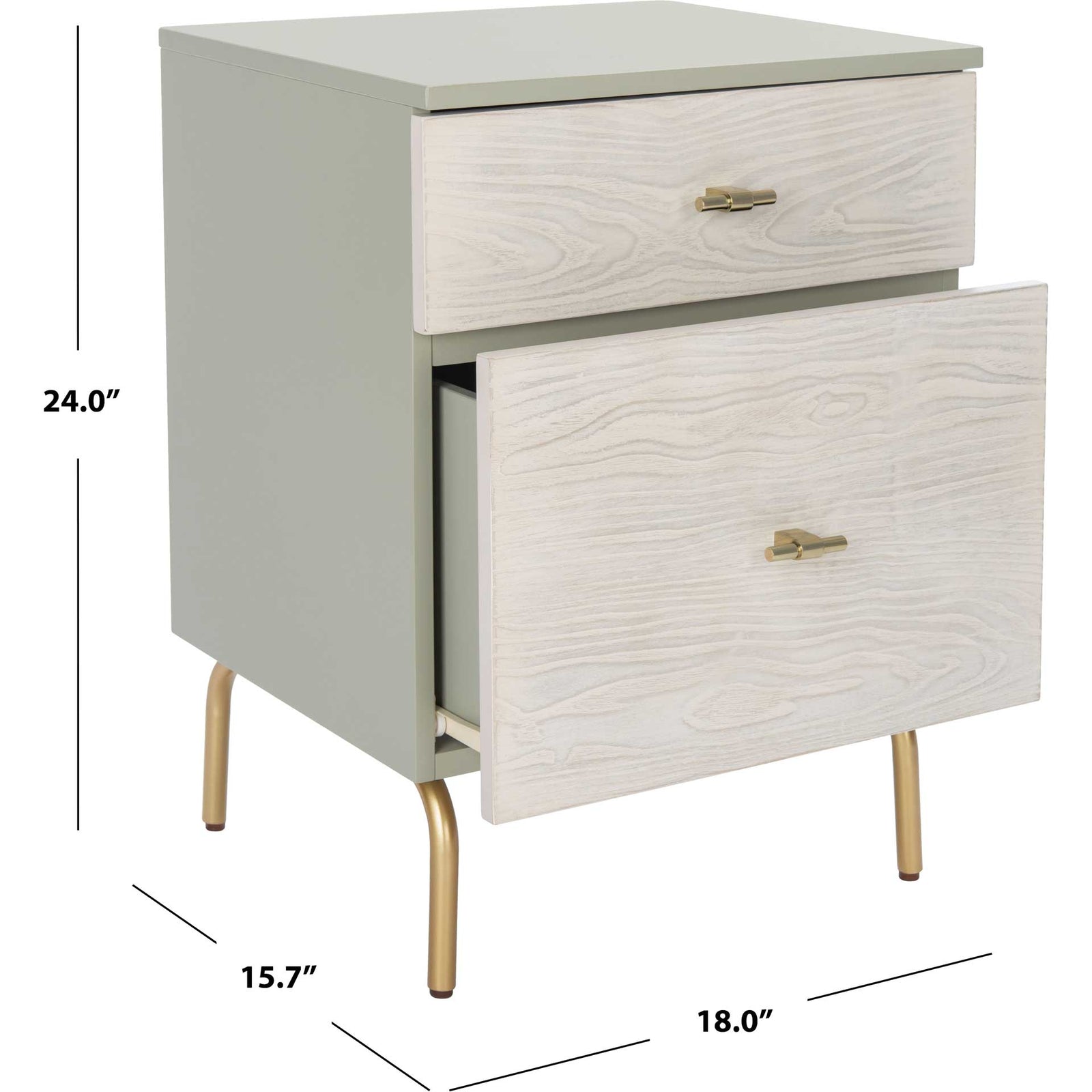 Gemma 2 Drawer Nightstand Gray/White Washed